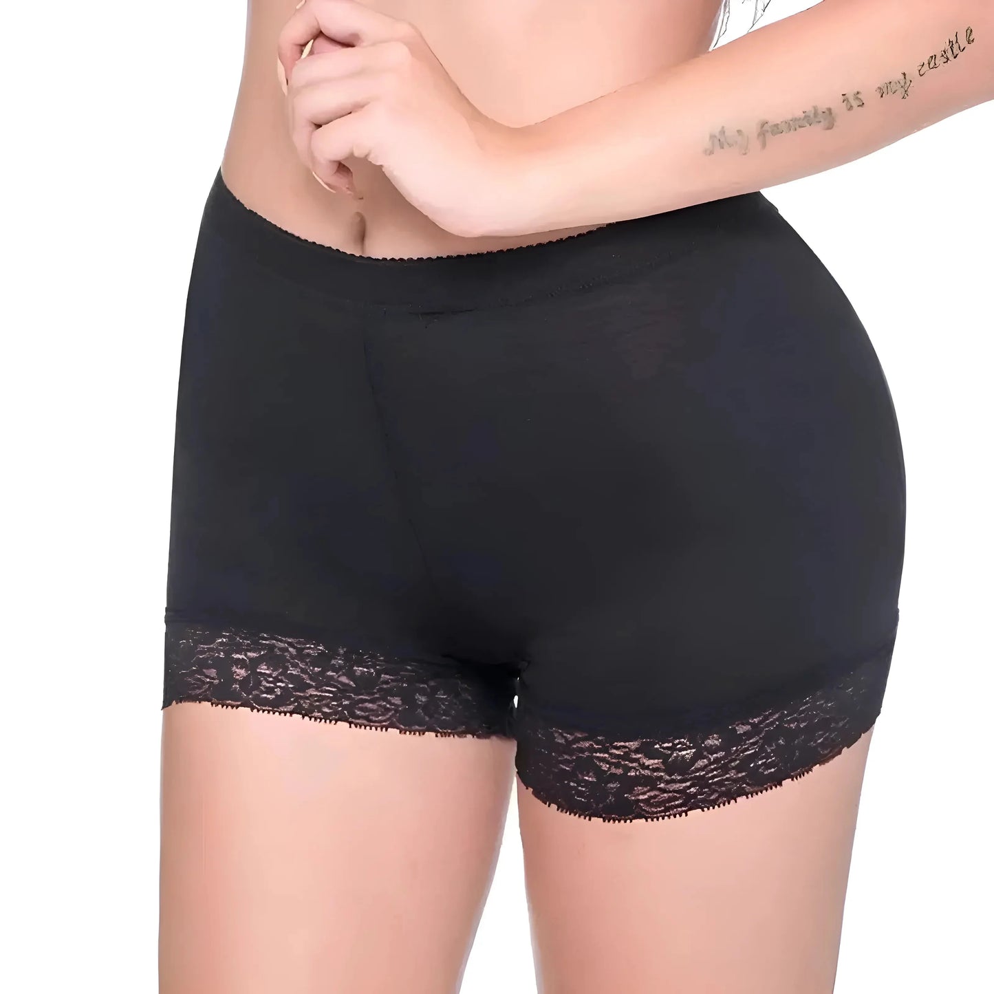 Push-Up Shaping Shorts with Lace Trim