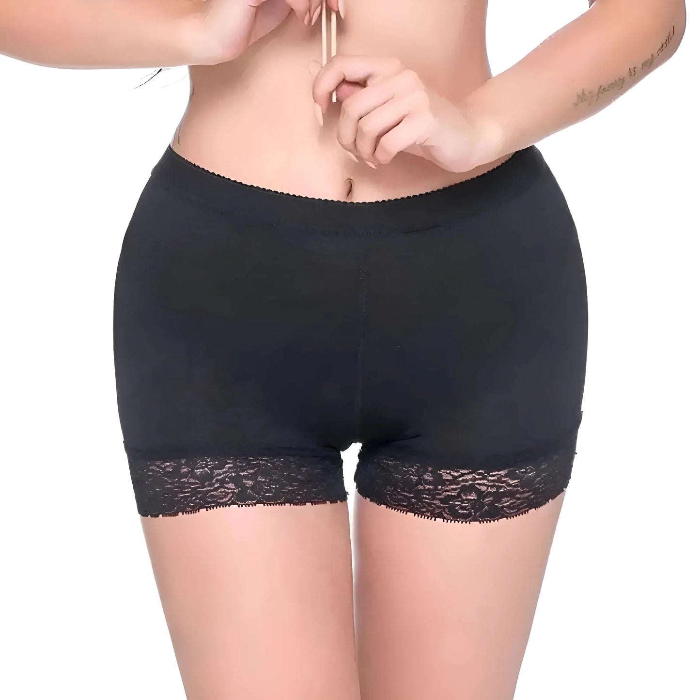 Push-Up Shaping Shorts with Lace Trim