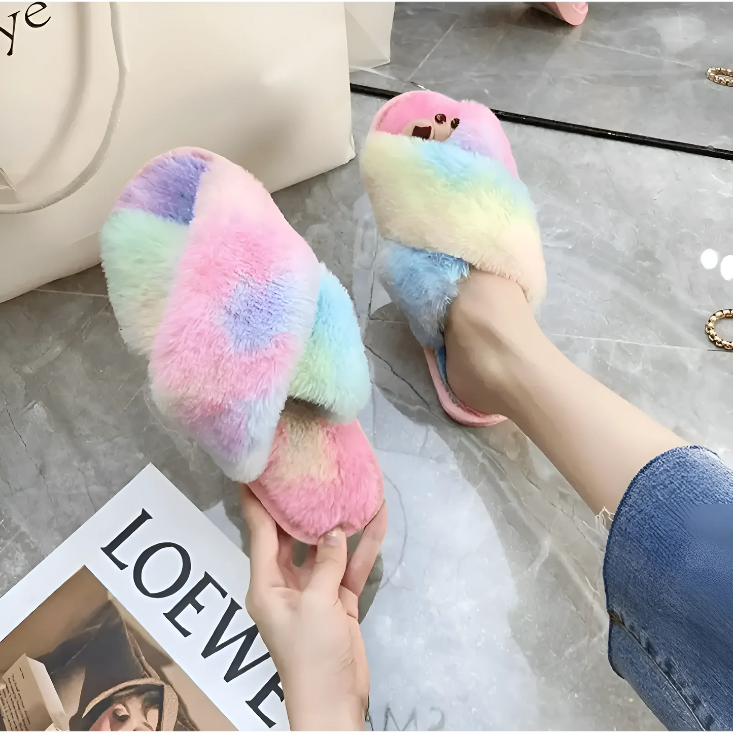 Rainbow Slippers for Women