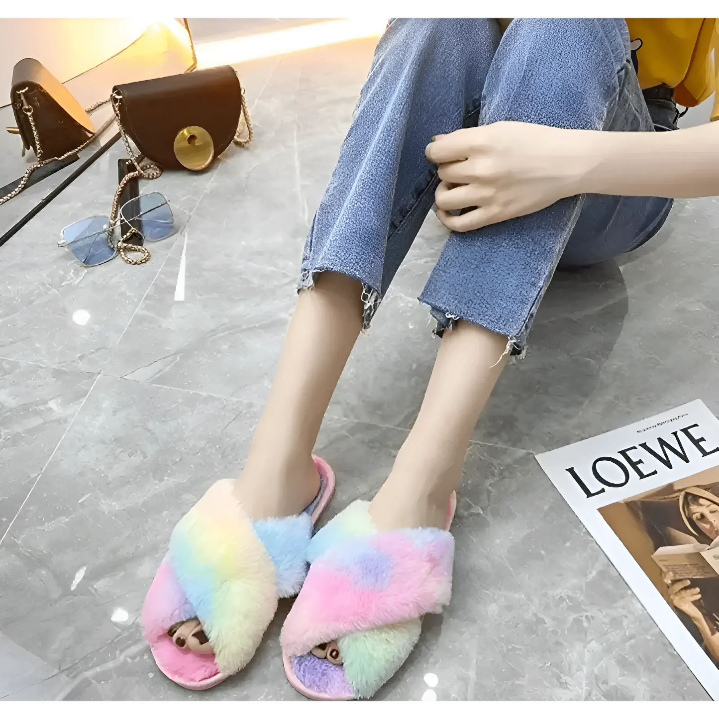 Rainbow Slippers for Women