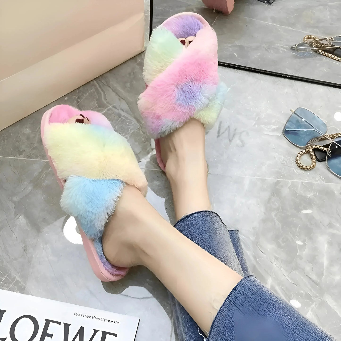 Rainbow Slippers for Women