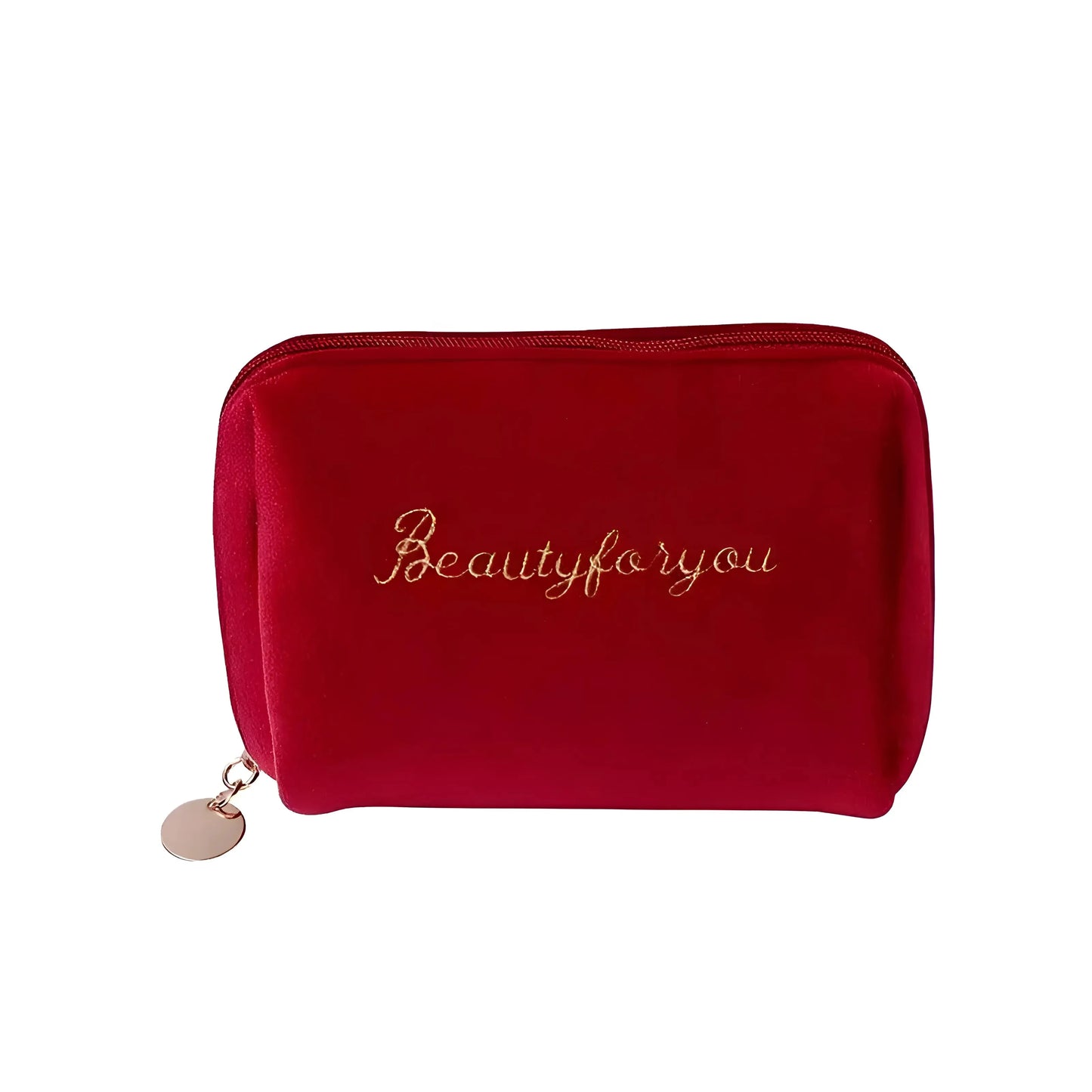 Red Compact Zip-Up Cosmetic Bag