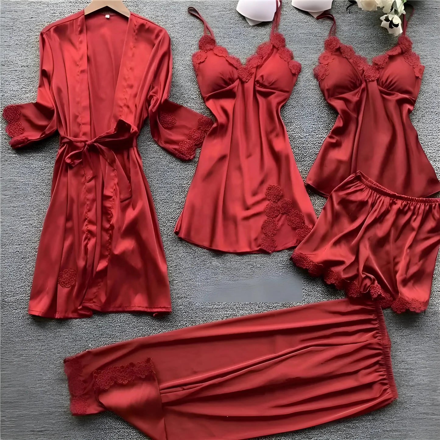 Red Five-Piece Sleep Set