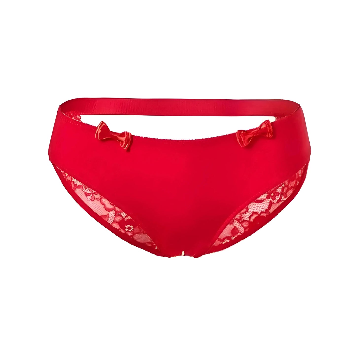Red Lace Briefs with Cut-Outs and Bows