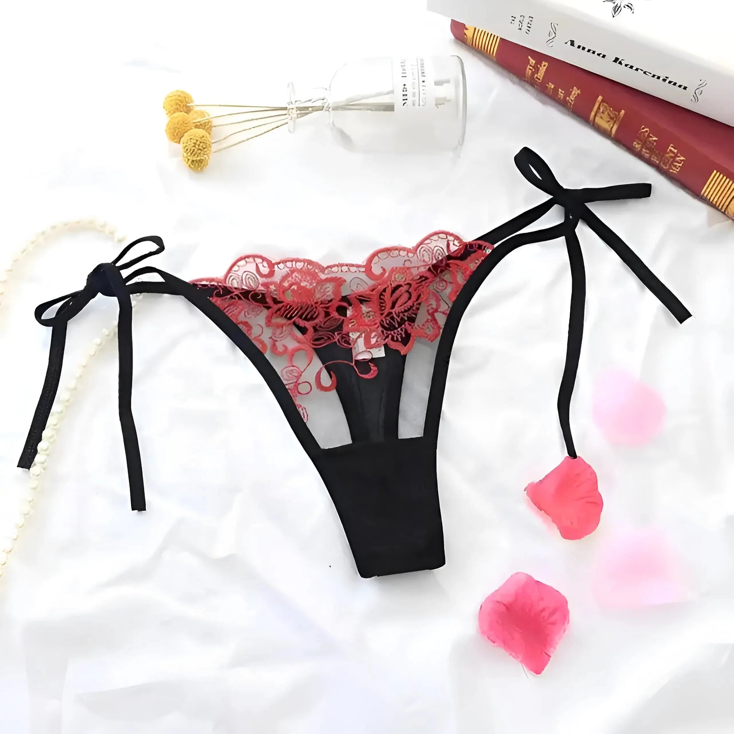 Red Lace String Thong with Hip Ties