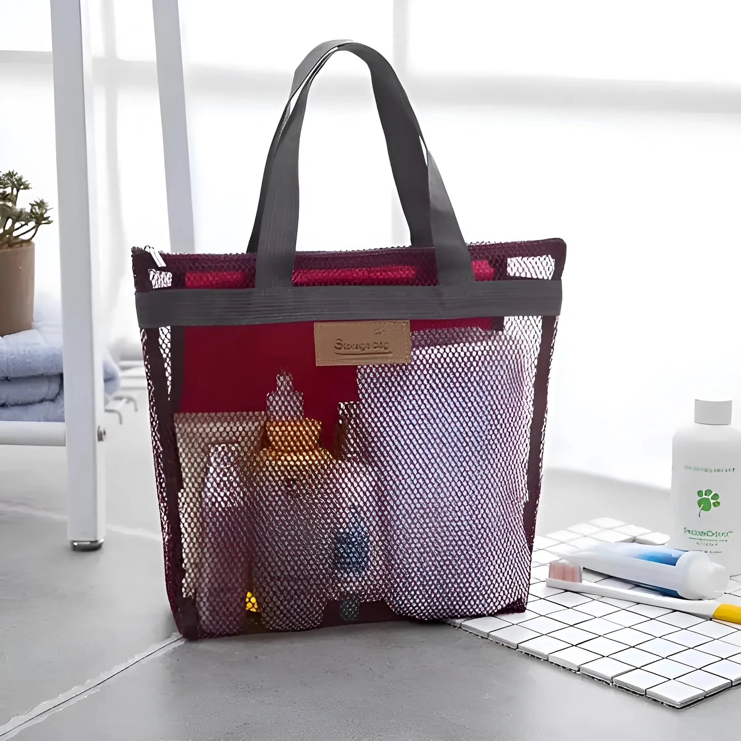 Red Mesh Beach Cosmetic Bag