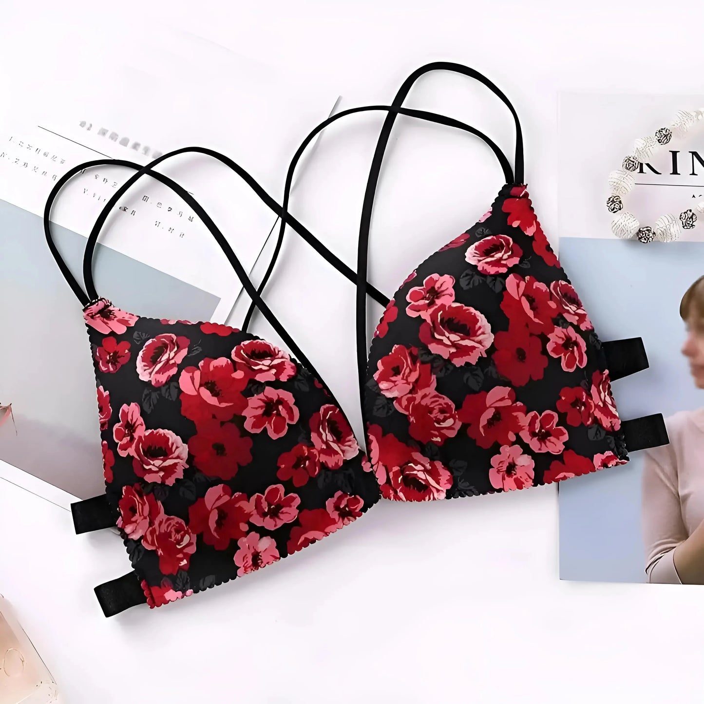 Red Push-Up Bra with Straps