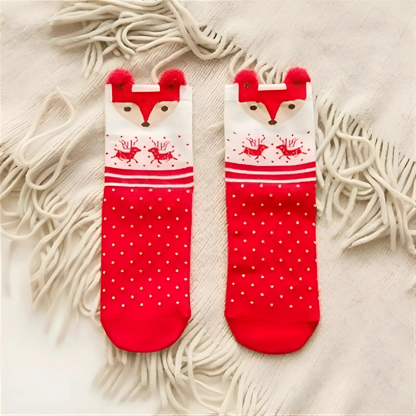 Red-White Women's Christmas Socks