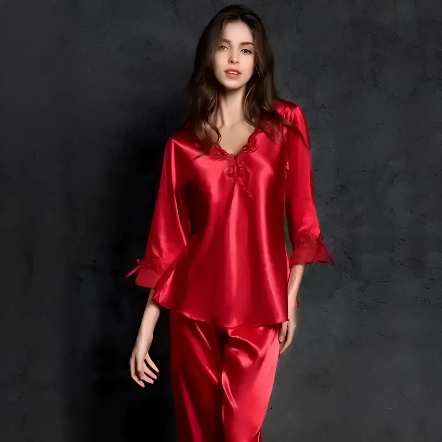 Red Women's Pyjamas with Longer Sleeves