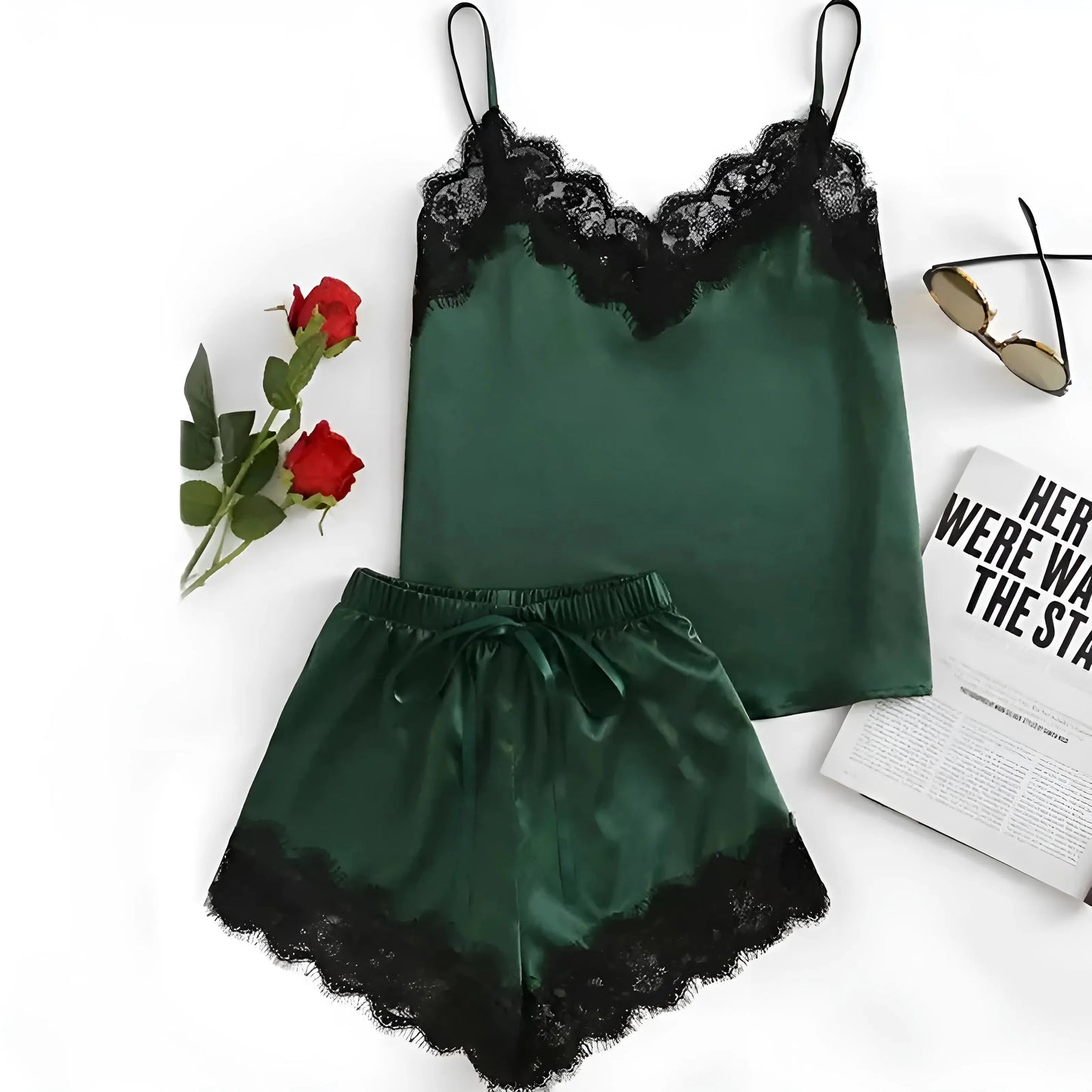 Satin Lace Pyjama Set with Shorts