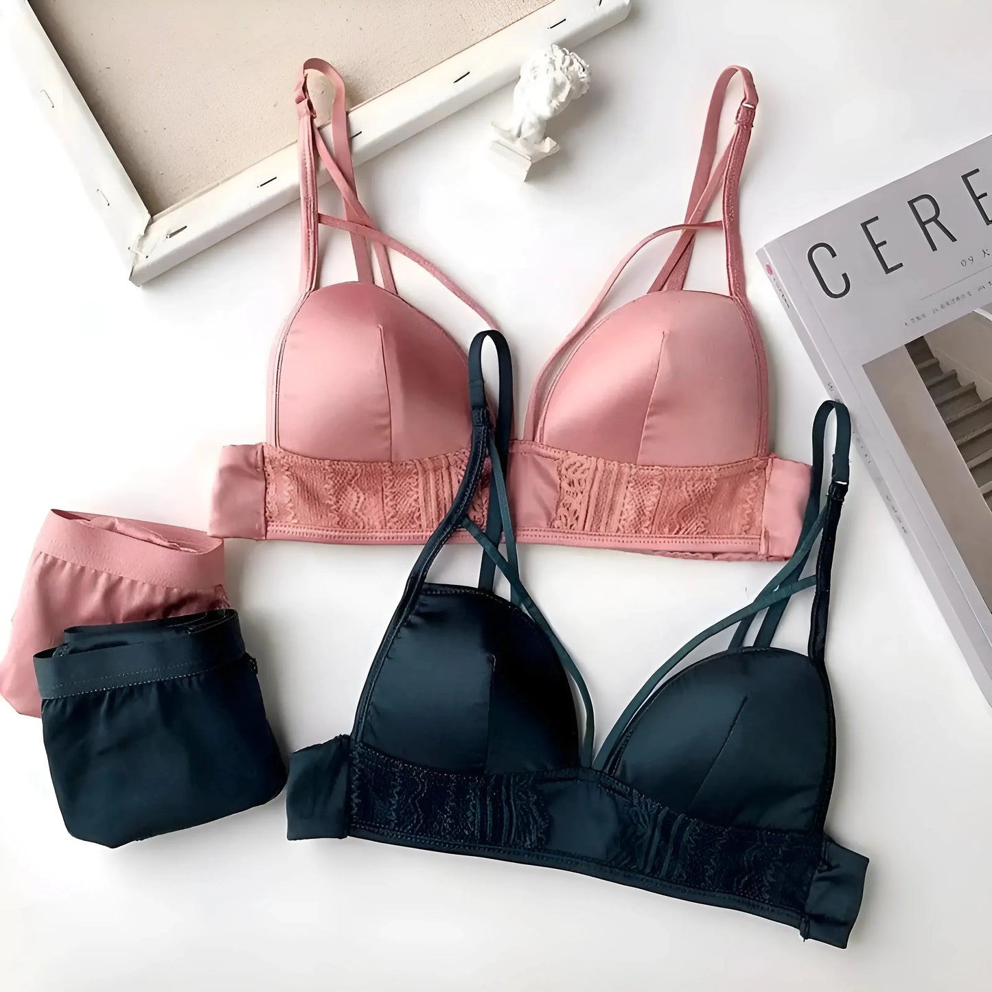 Satin Lingerie Set with Ruching