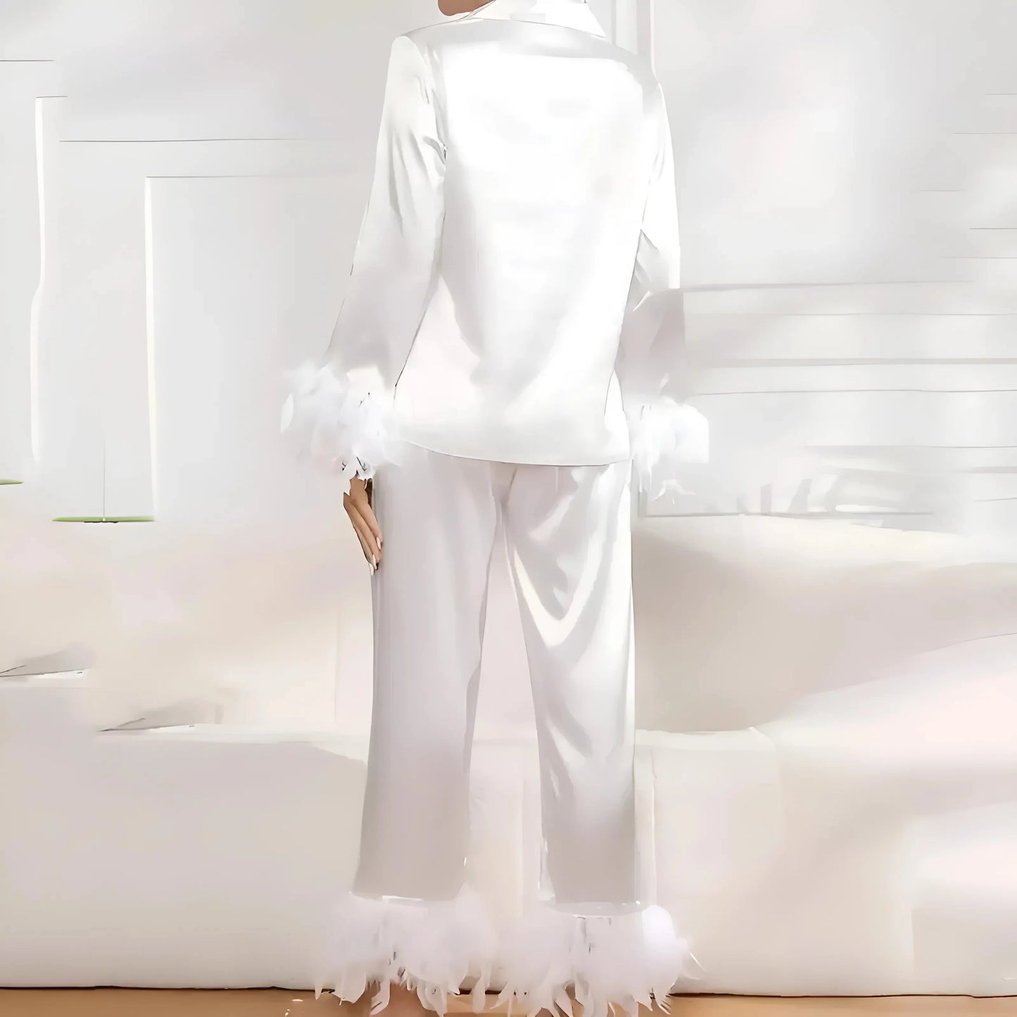 Satin Pyjama with Feathers