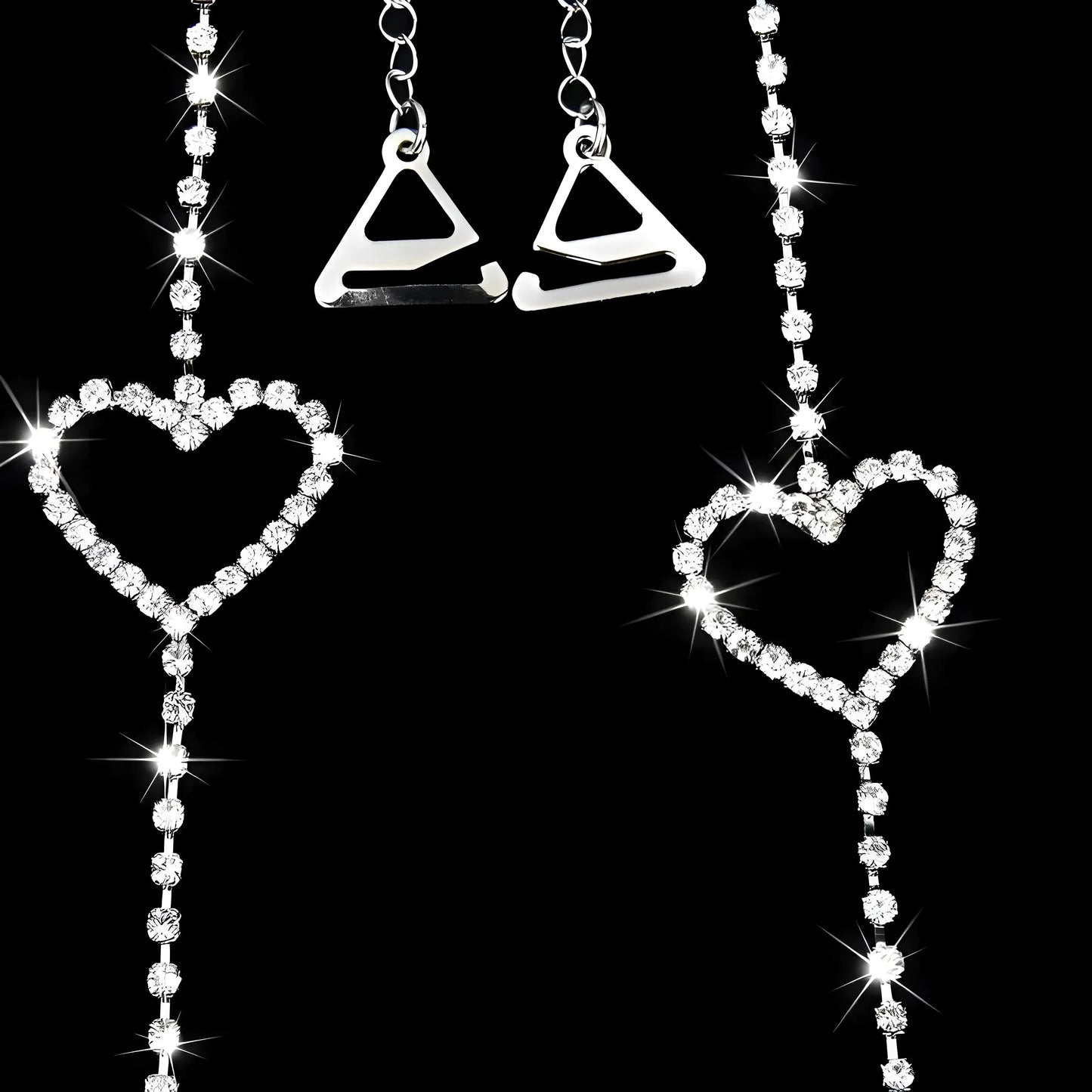 Shiny Heart-Embellished Bra Straps