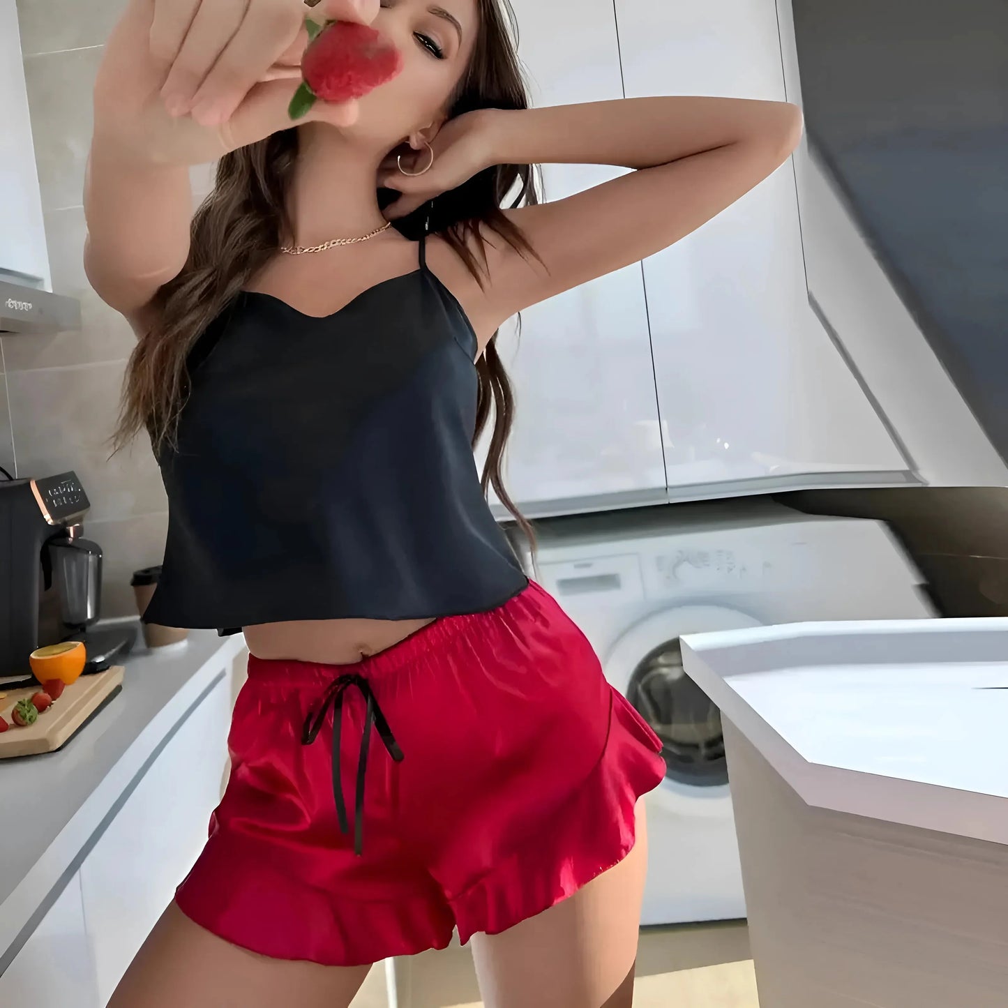 Short Pyjama Set with Frill