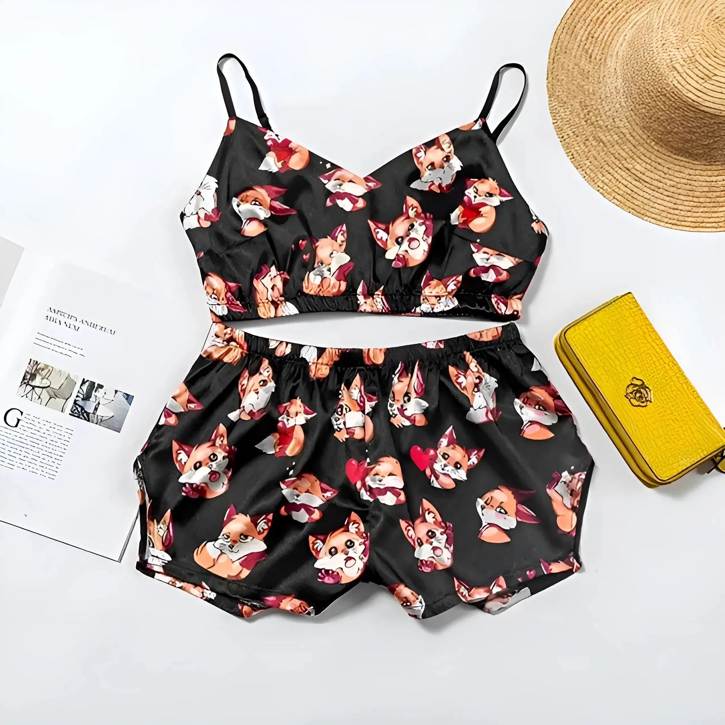 Short Top and Patterned Pyjama Set