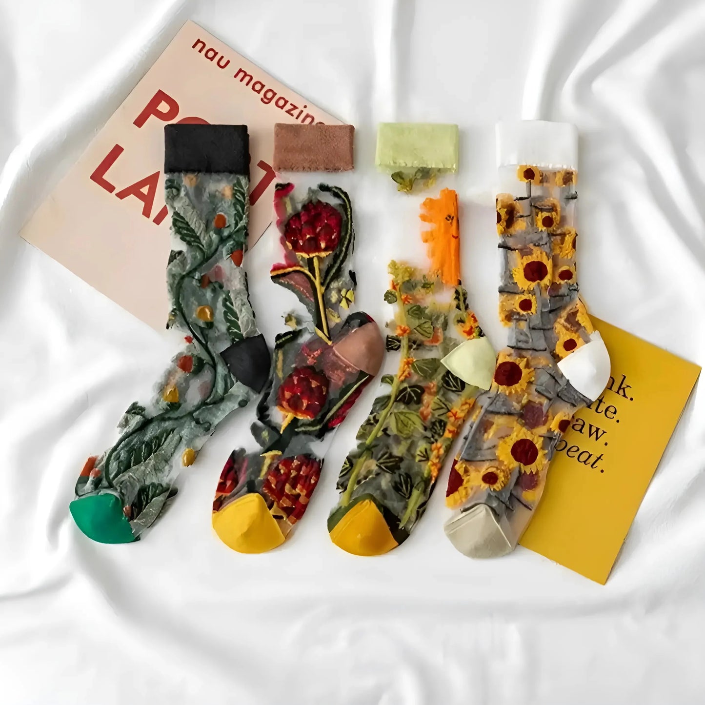 Transparent Floral Patterned Socks