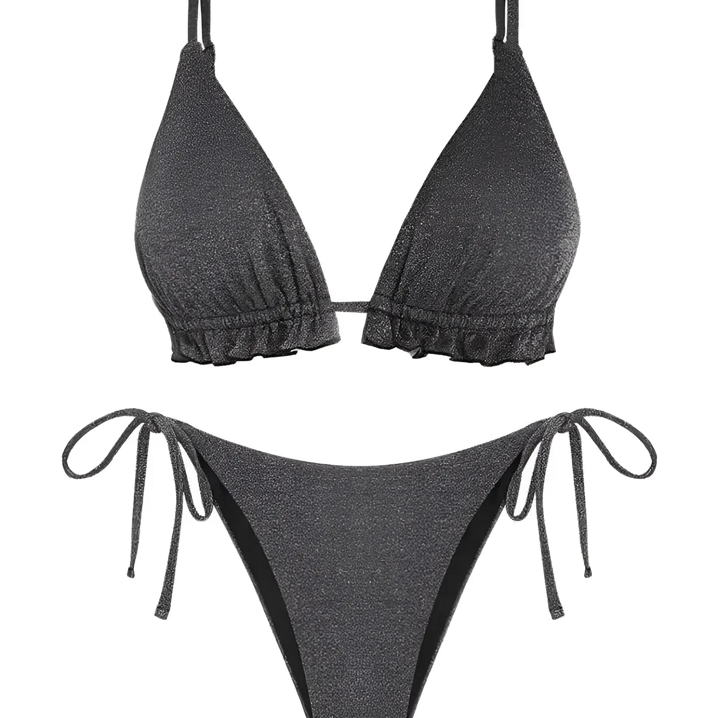 Two-Piece Shiny Swimwear Set