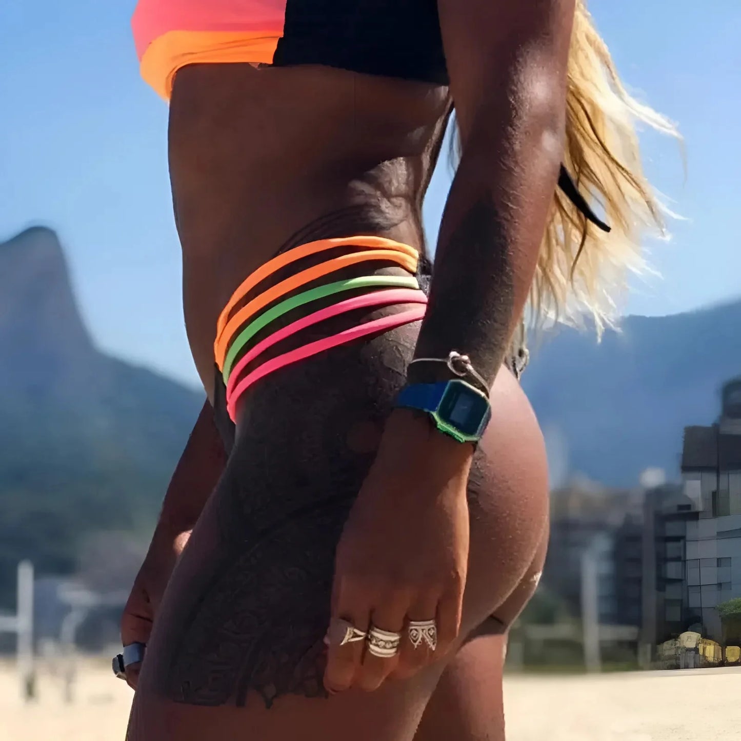 Two-Piece Swimsuit in Colourful Stripes