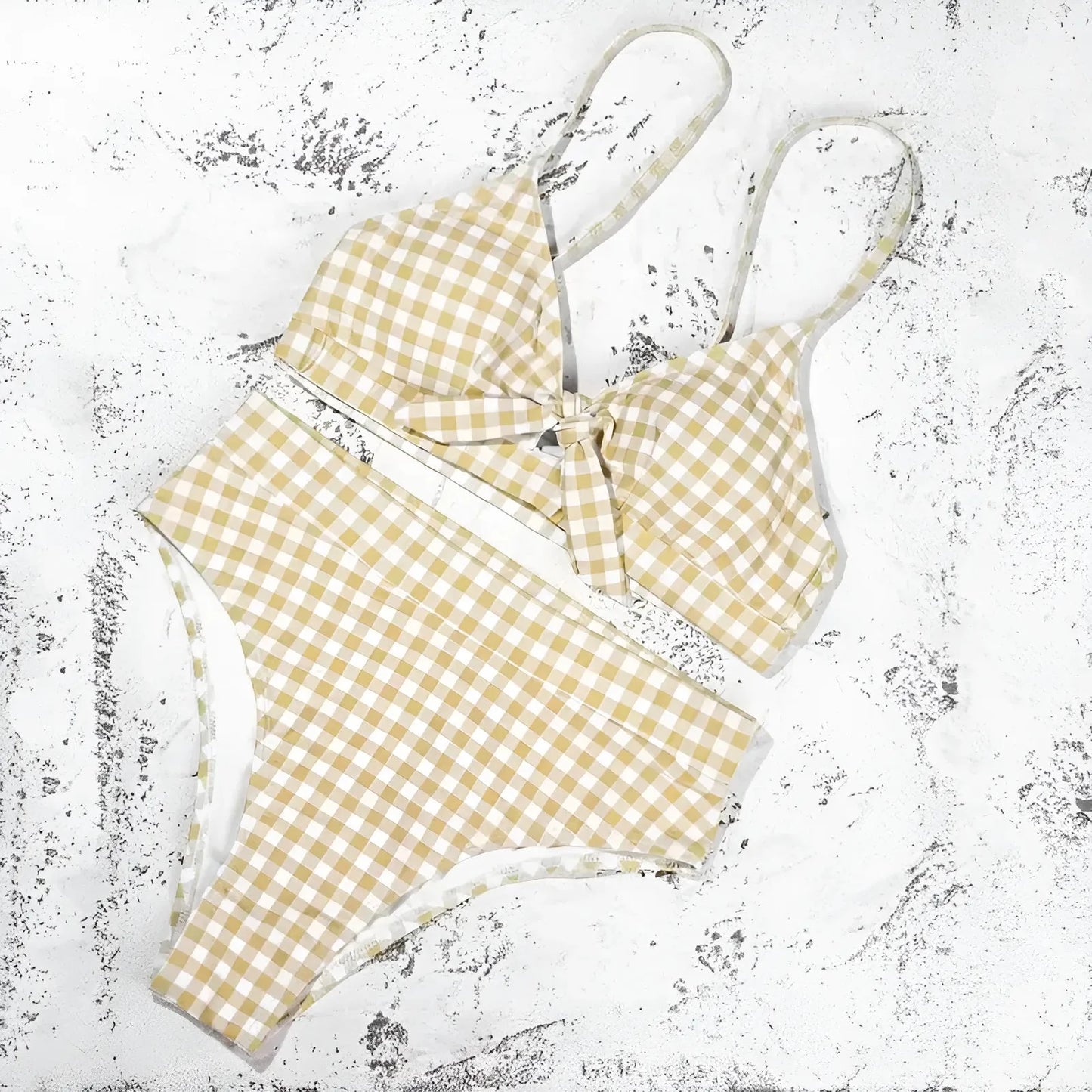 Two-Piece Swimsuit in Delicate Check Pattern