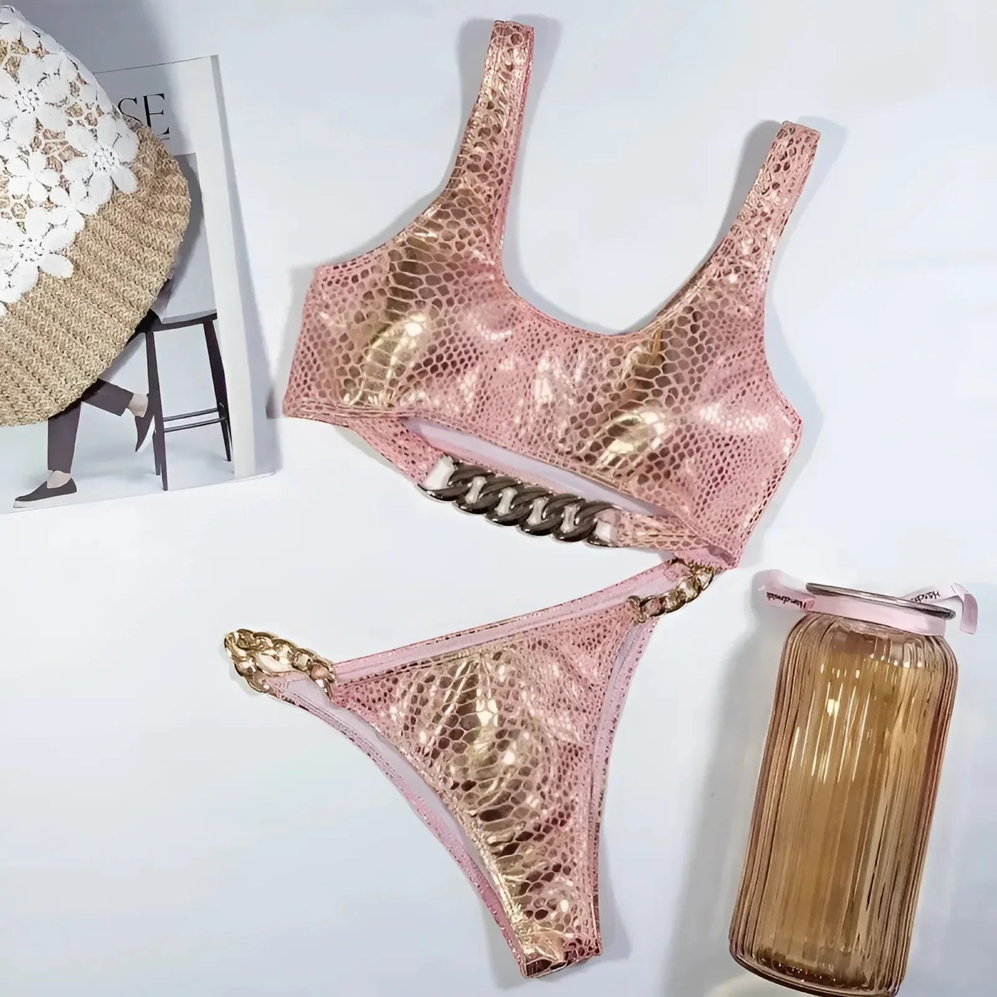 Two-Piece Swimsuit with Chain Detail
