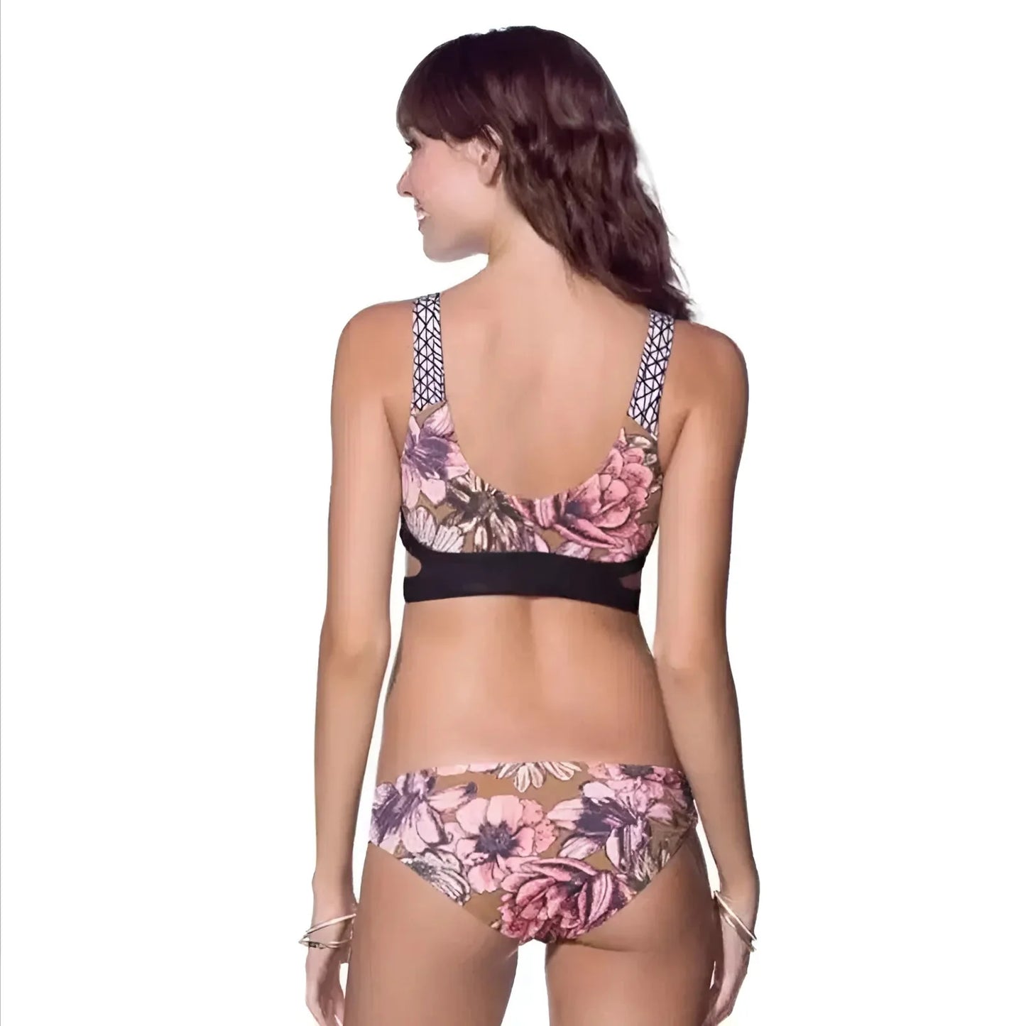 Two-Piece Swimsuit with Delicate Floral Print
