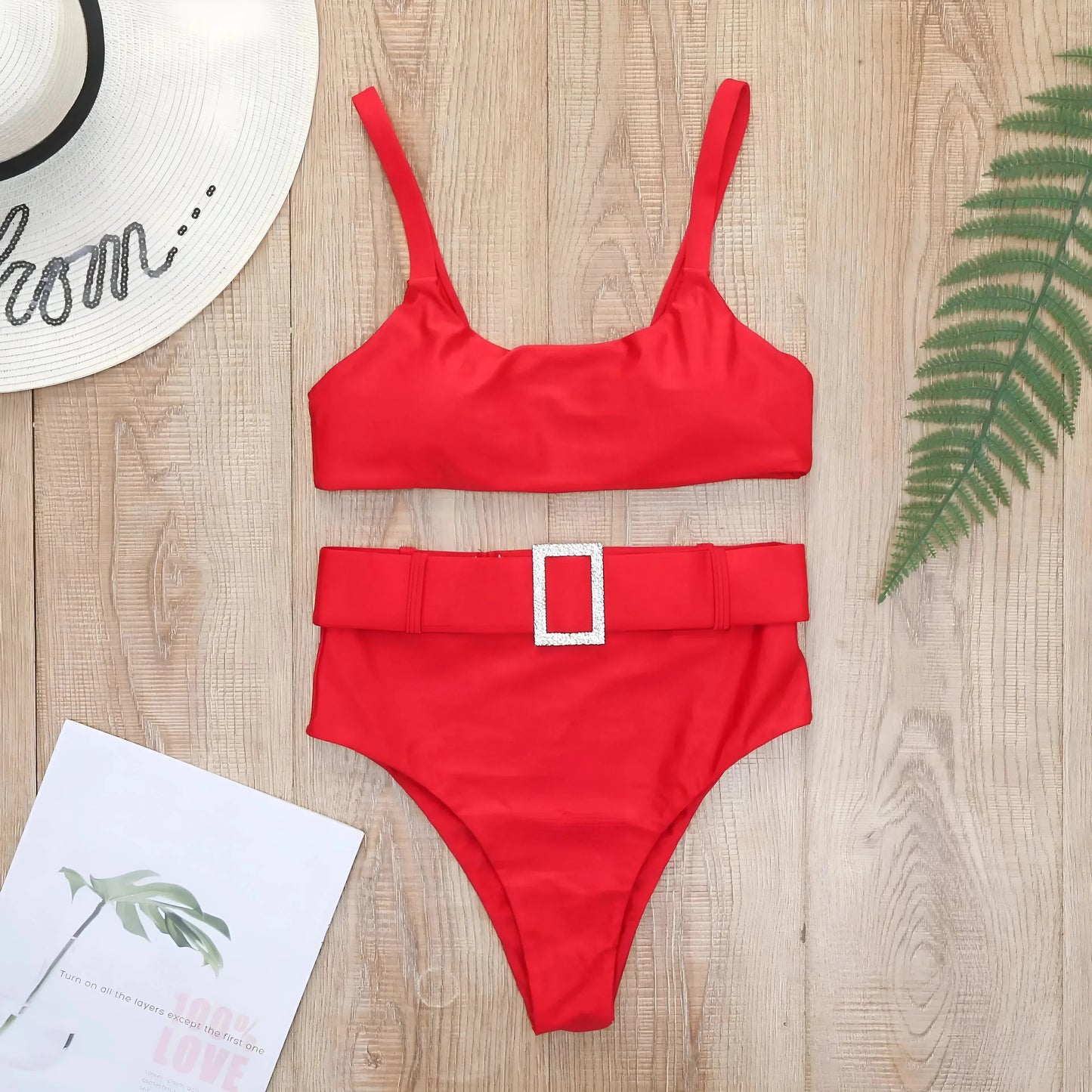 Two-Piece Swimsuit with Silver Buckle