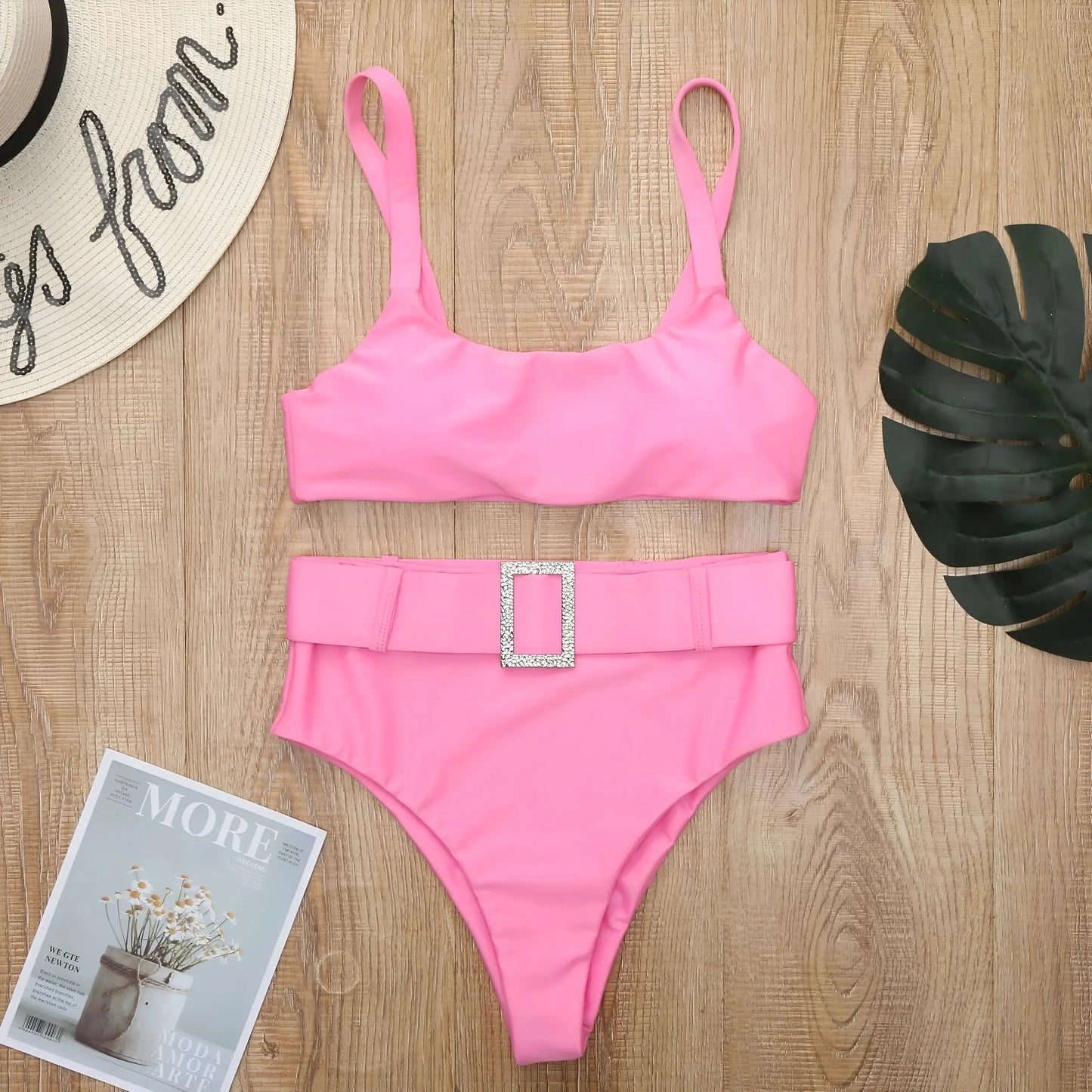 Two-Piece Swimsuit with Silver Buckle