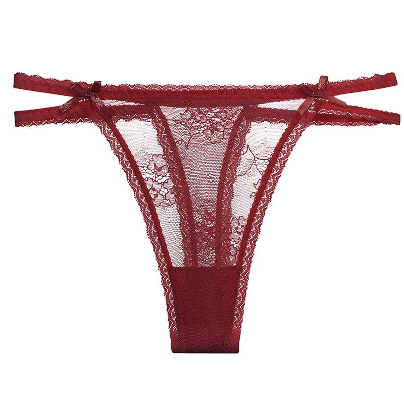 Spitzenstrings mit doppelten Bändern an den Hüften