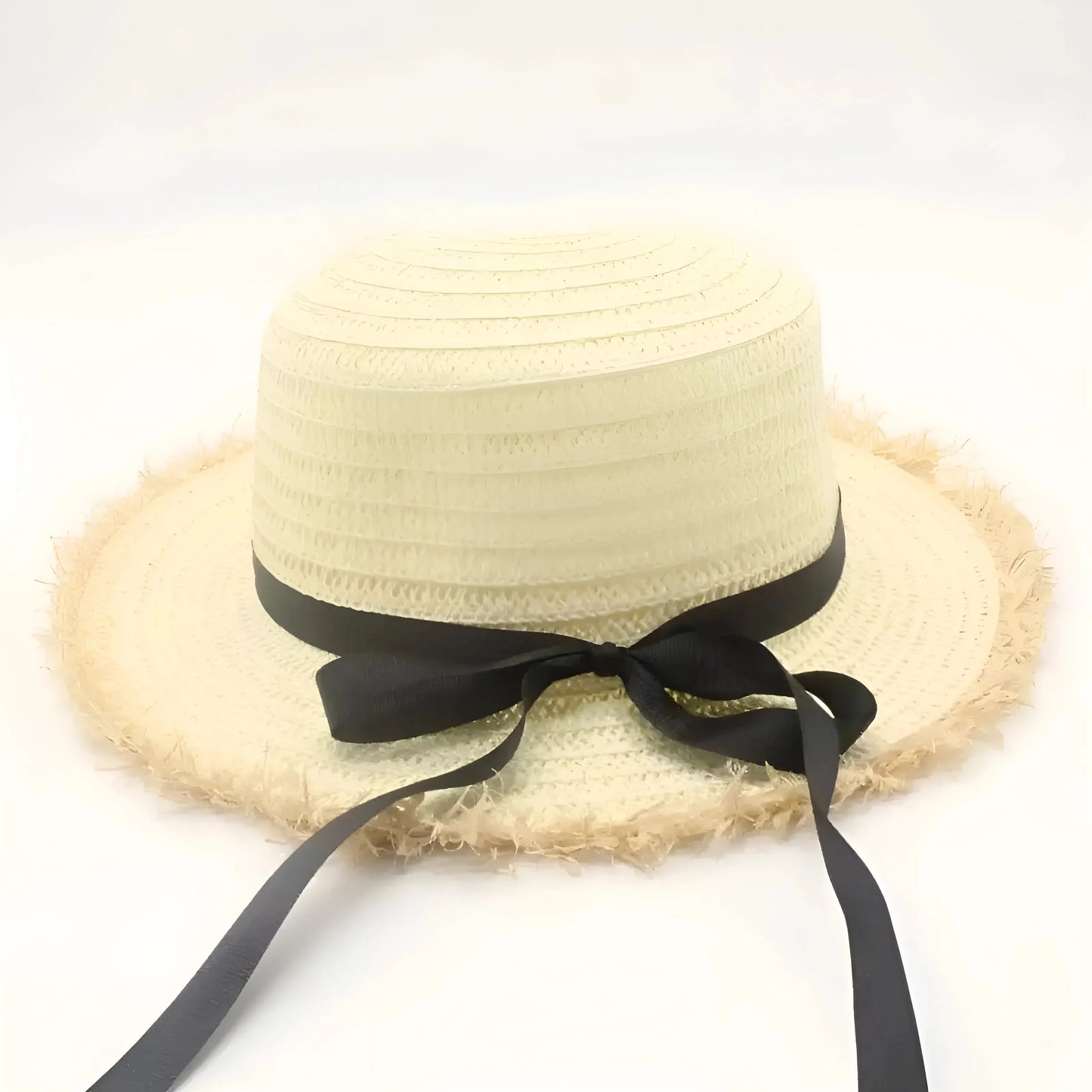 White Beach Hat with Bow