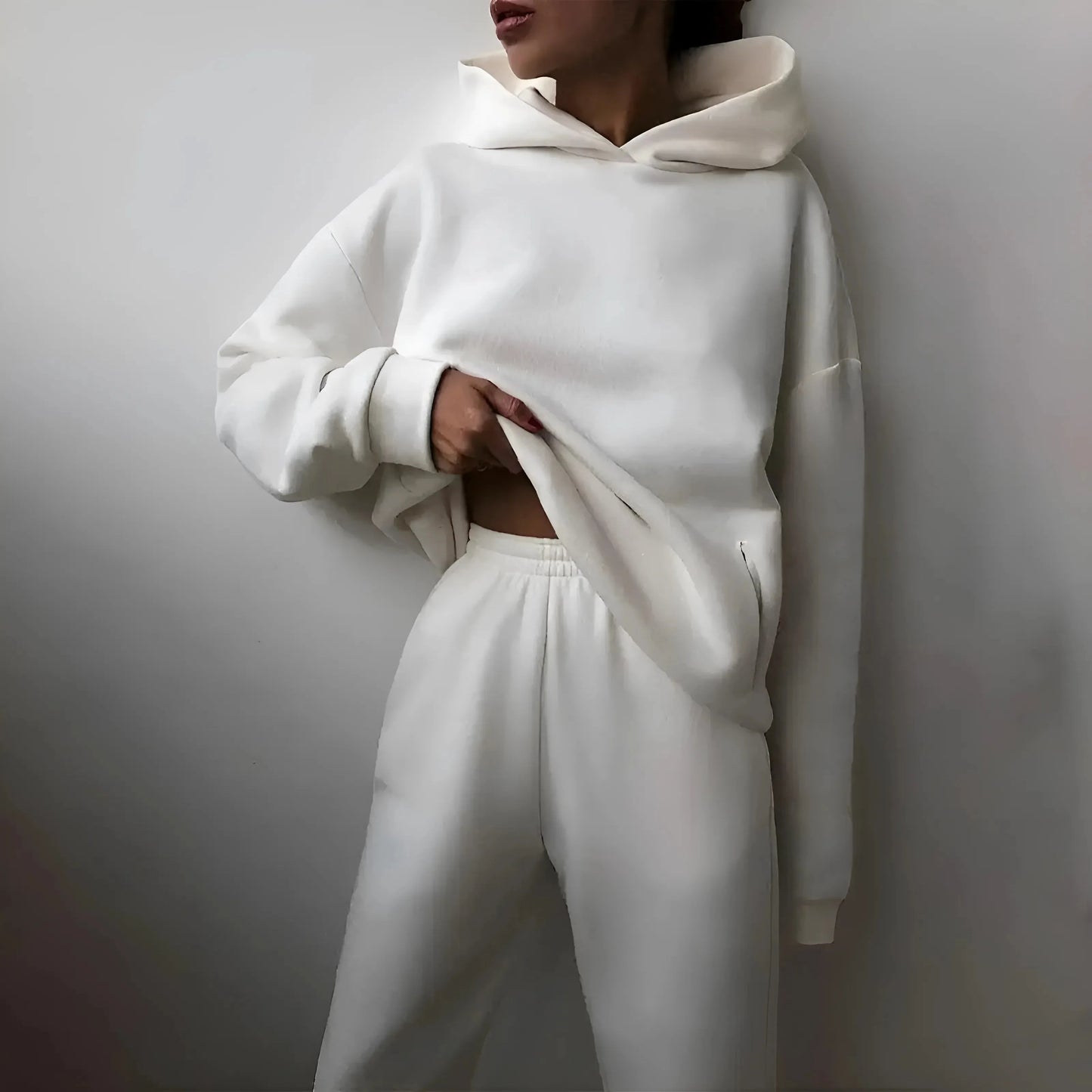 White Casual Tracksuit Set