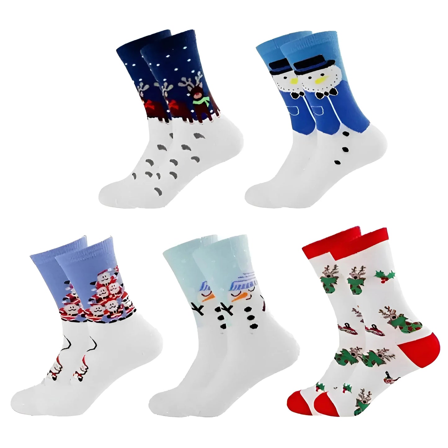 White Christmas Socks - Pack of 5