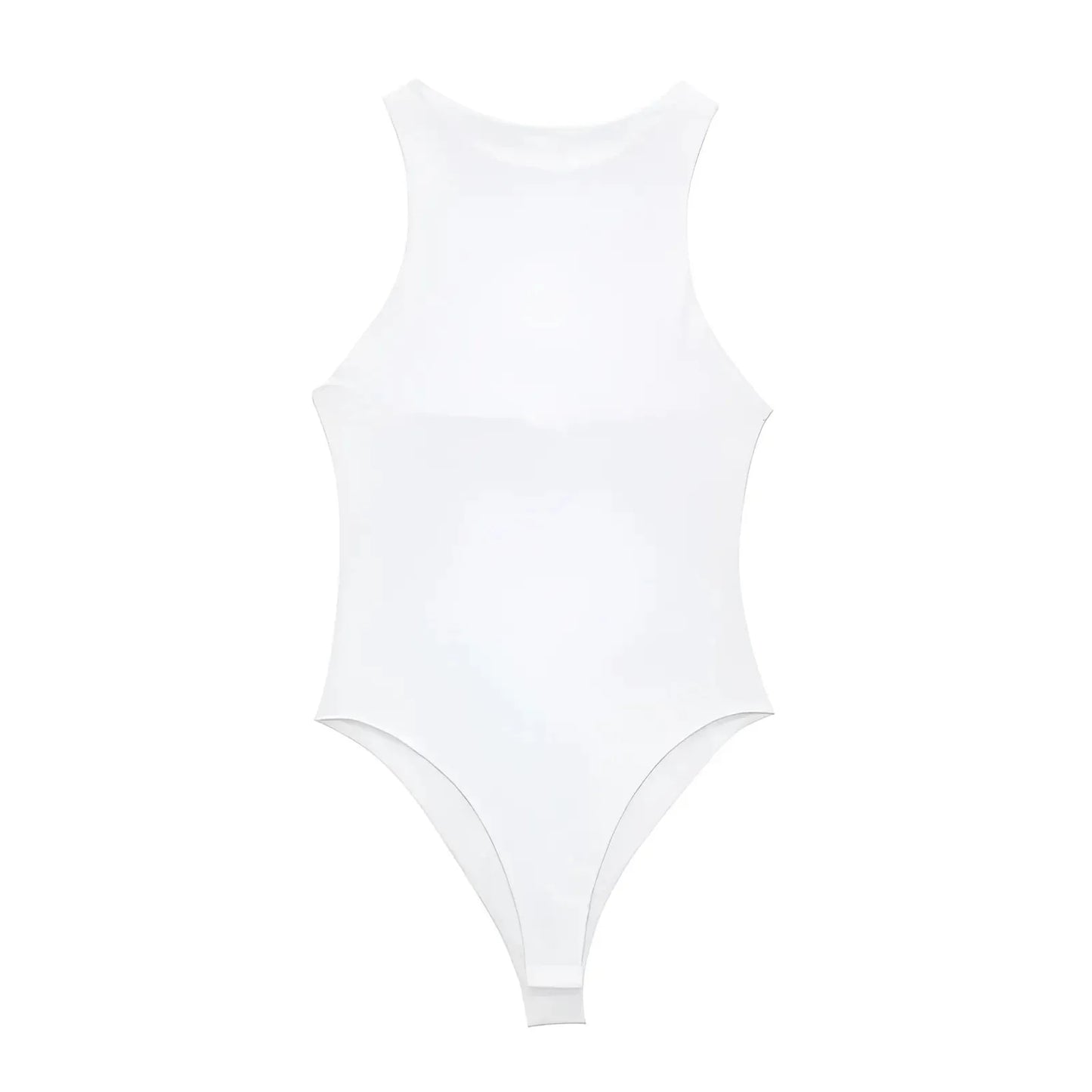 White Classic Backless Bodysuit