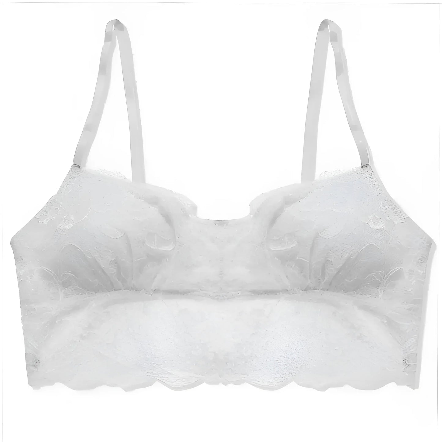 White Lace Bra with Frill Trim