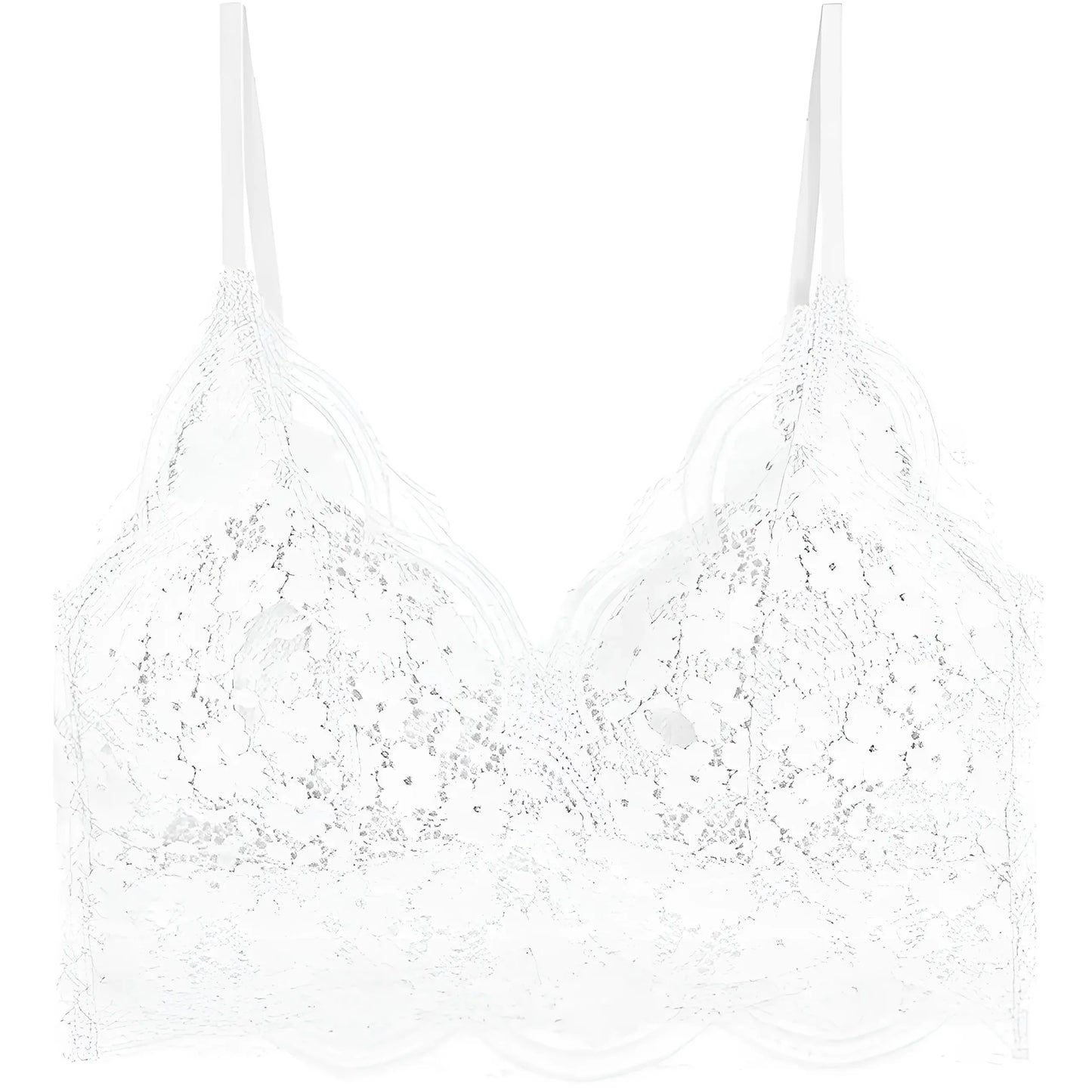White Lace Bralette with Thin Straps