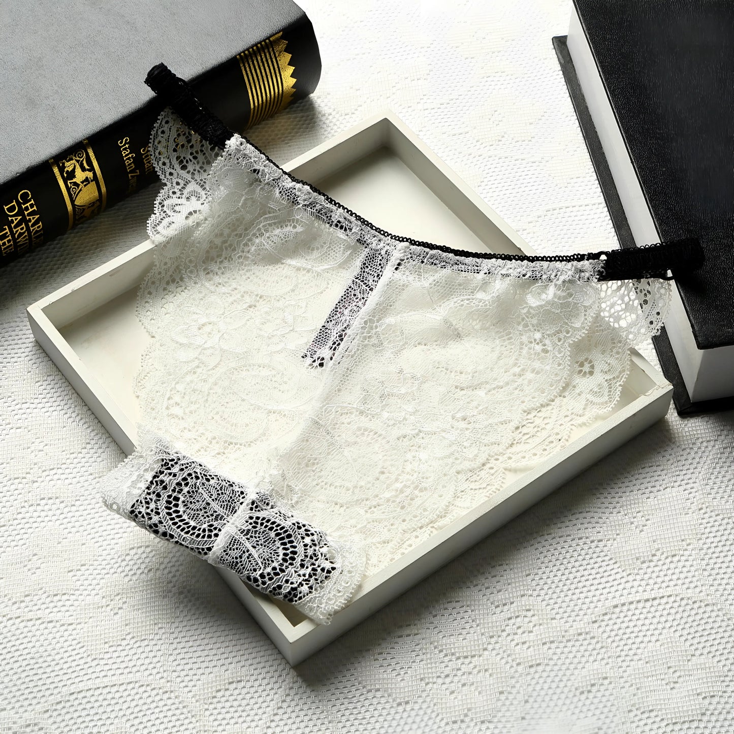 White Lace Hipster Briefs with Side Straps