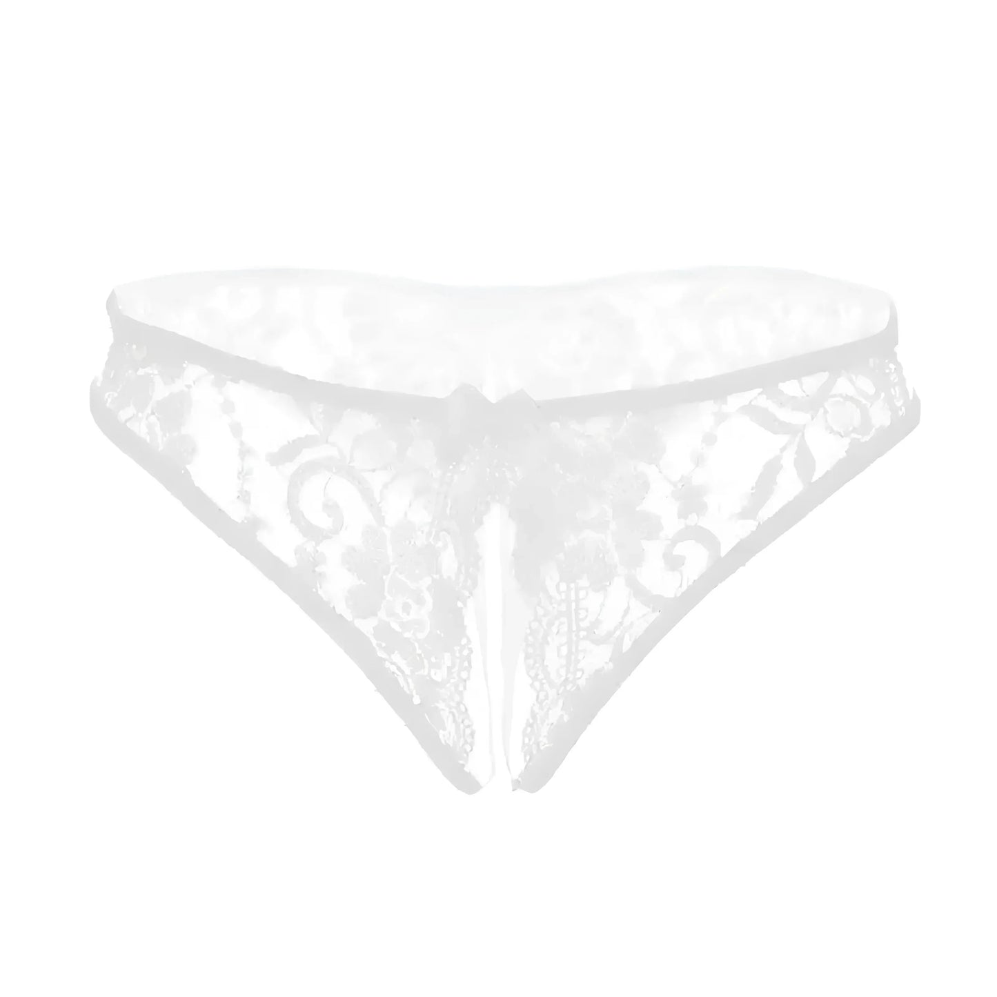 White Lace Knickers with Cut-Out and Bow Detail