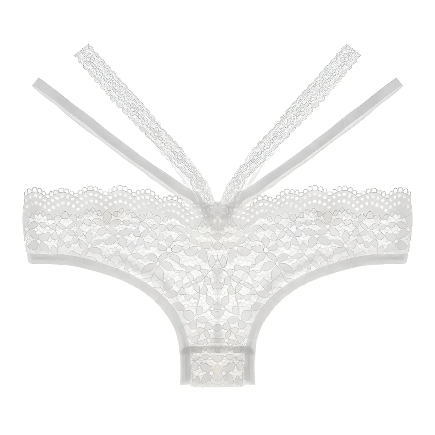 White Lace Knickers with Decorative Straps