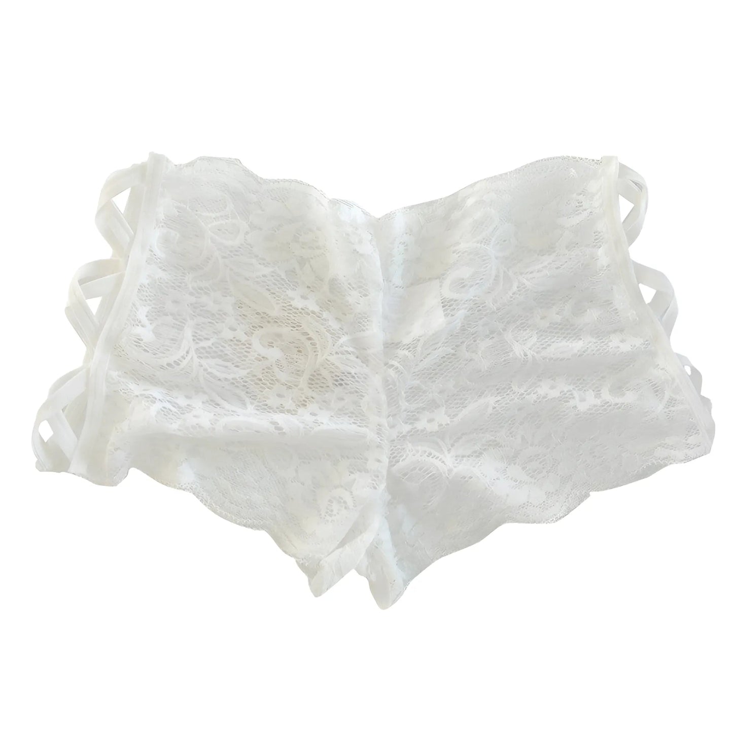 White Lace Knickers with Decorative Straps