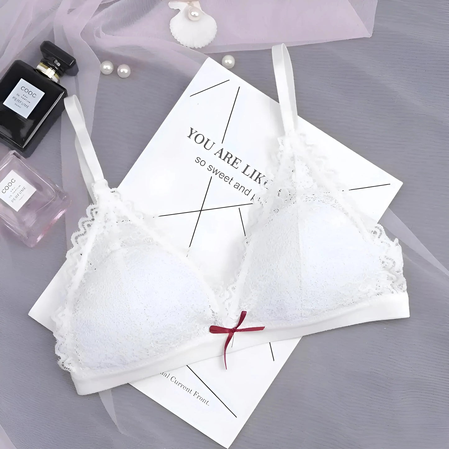 White Lace Triangle Cup Bra