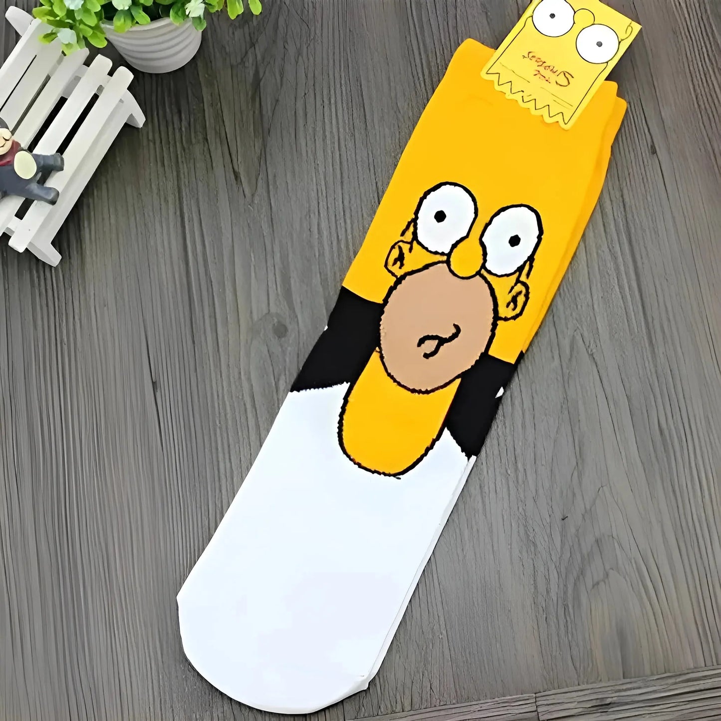White Men's Ankle-Length Socks featuring The Simpsons Family