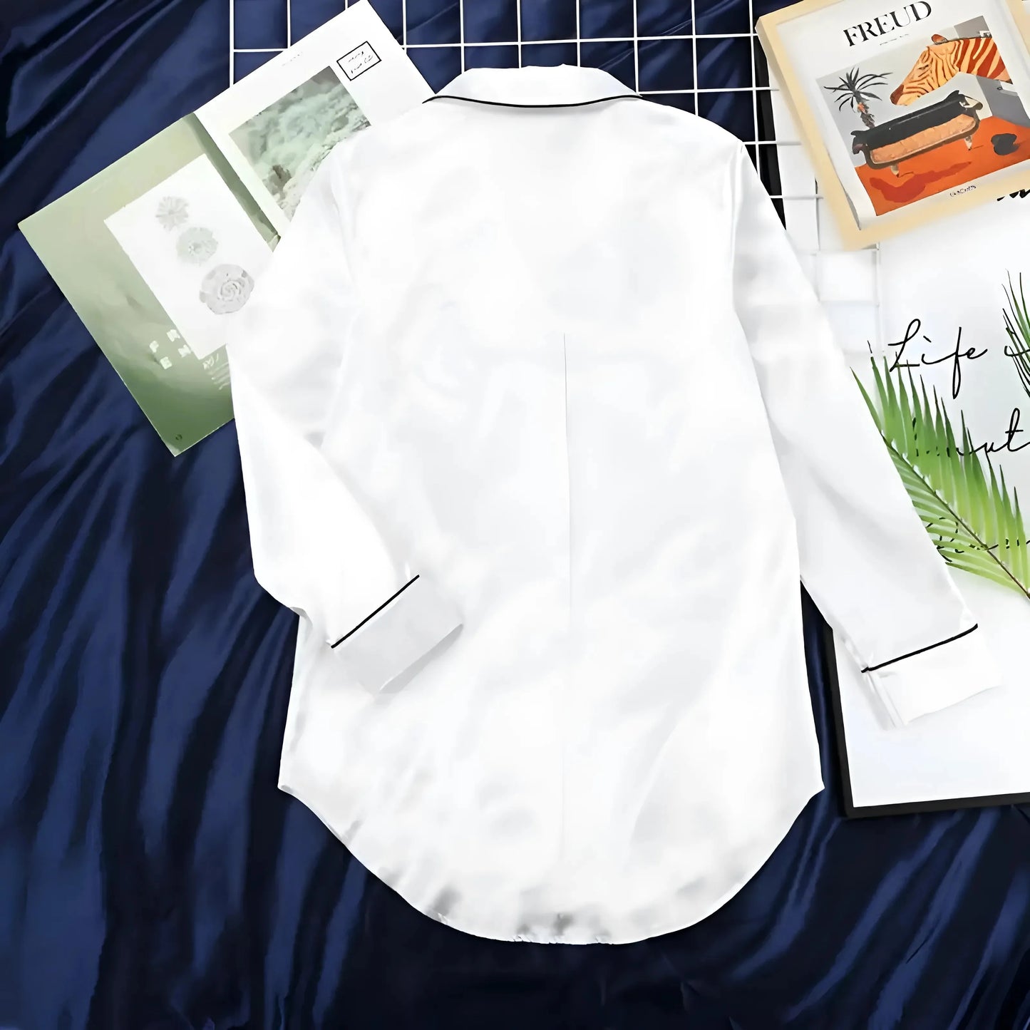 White Nightdress with Black Trim