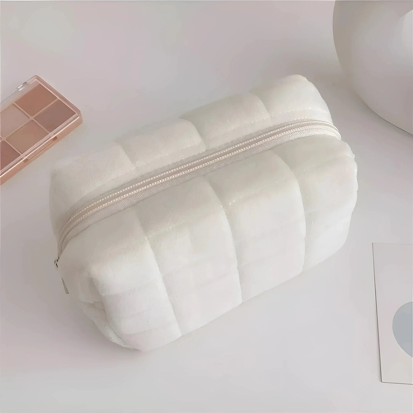 White Pink Cosmetic Bag for Women