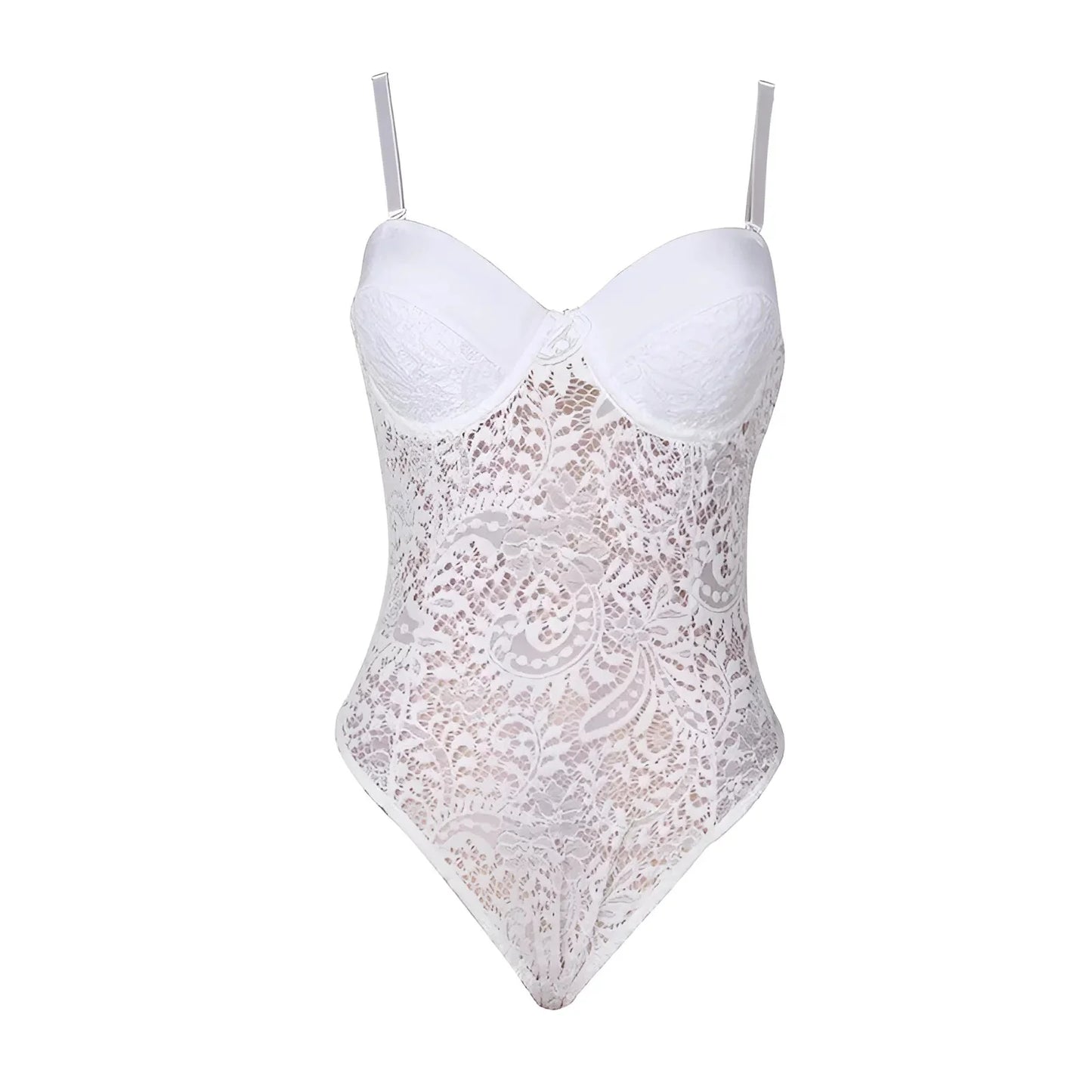 White Plus Size Lace Bodysuit