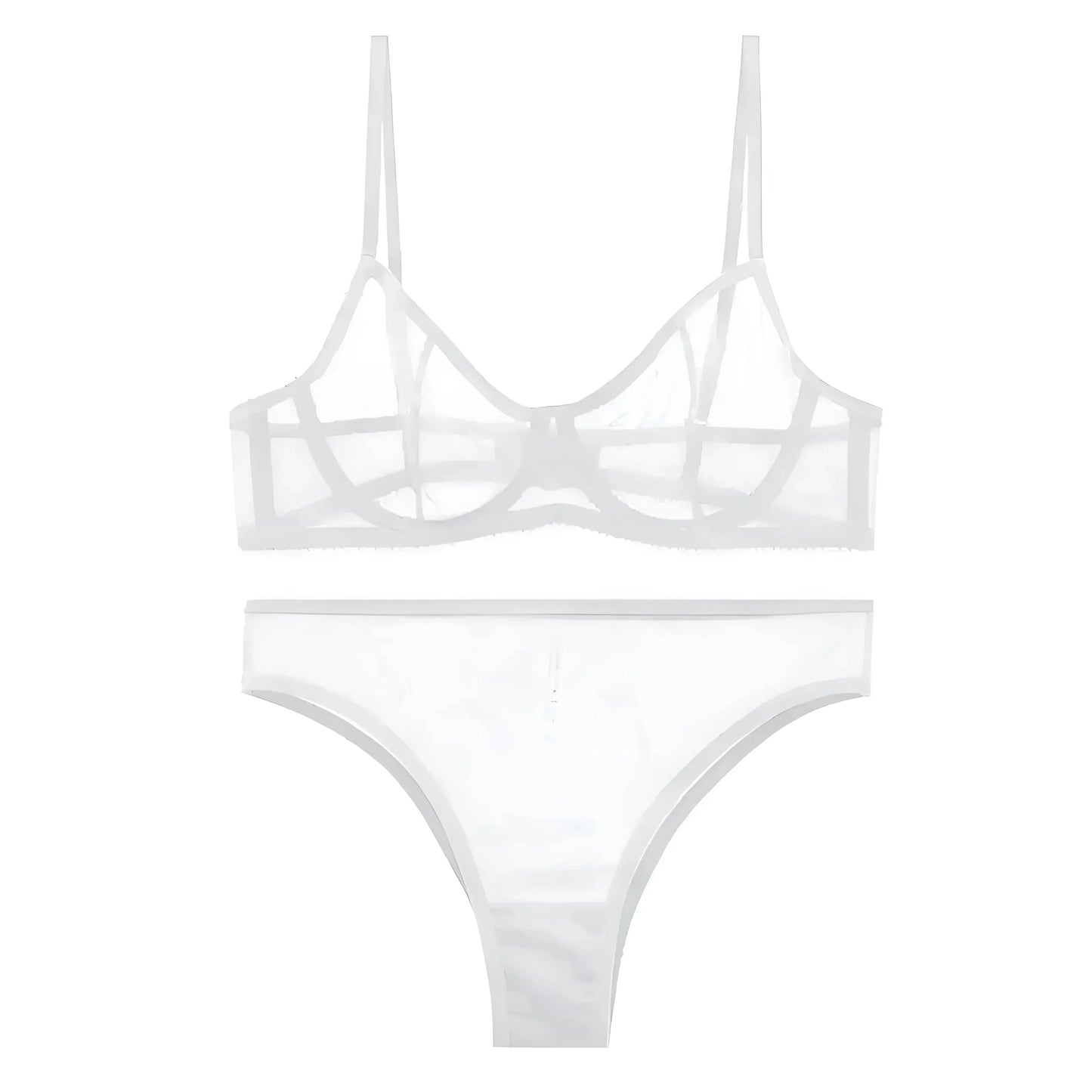 White Set of lingerie made from fine mesh