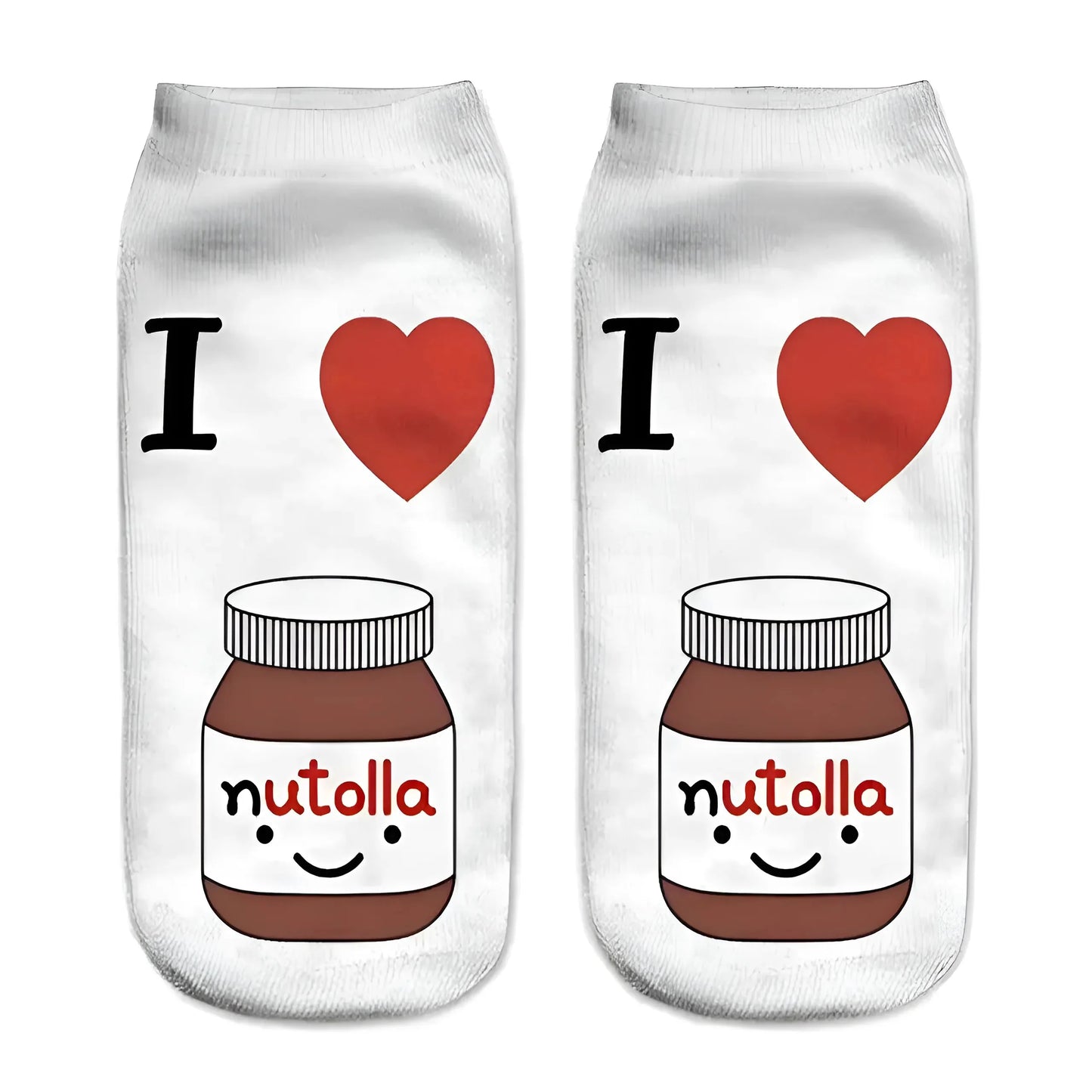 White Short Nutella Patterned Socks