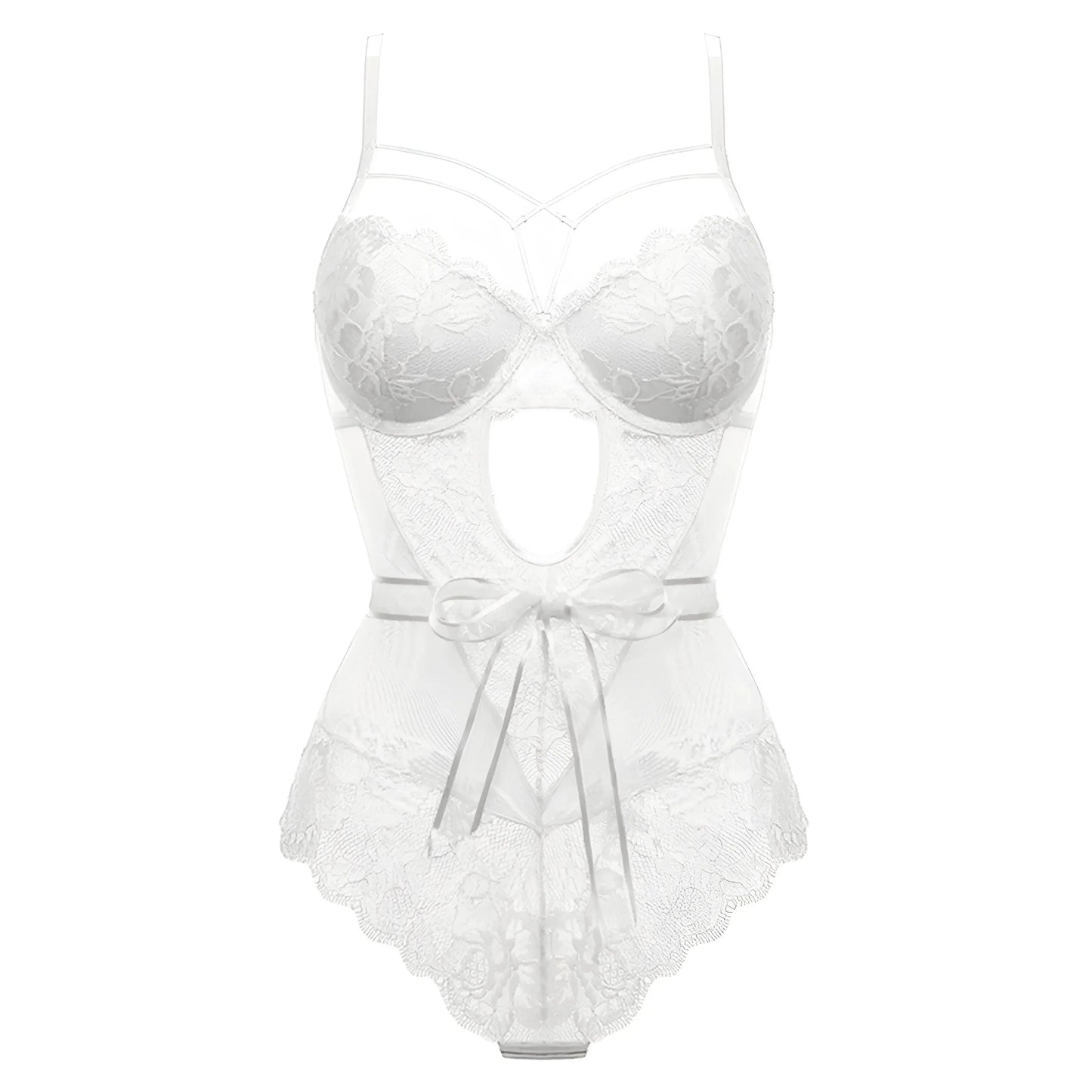 White Striped Neckline Bodysuit