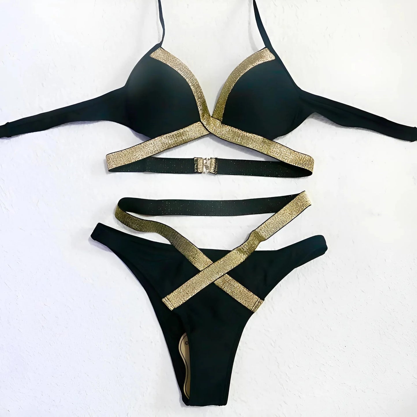 White Two-Piece Swimsuit with Straps