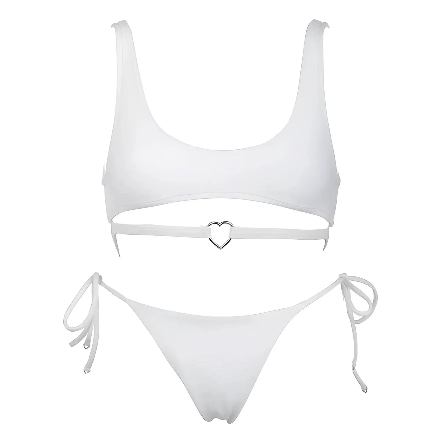 White Two-Piece Swimsuit with Under-Bust Strap