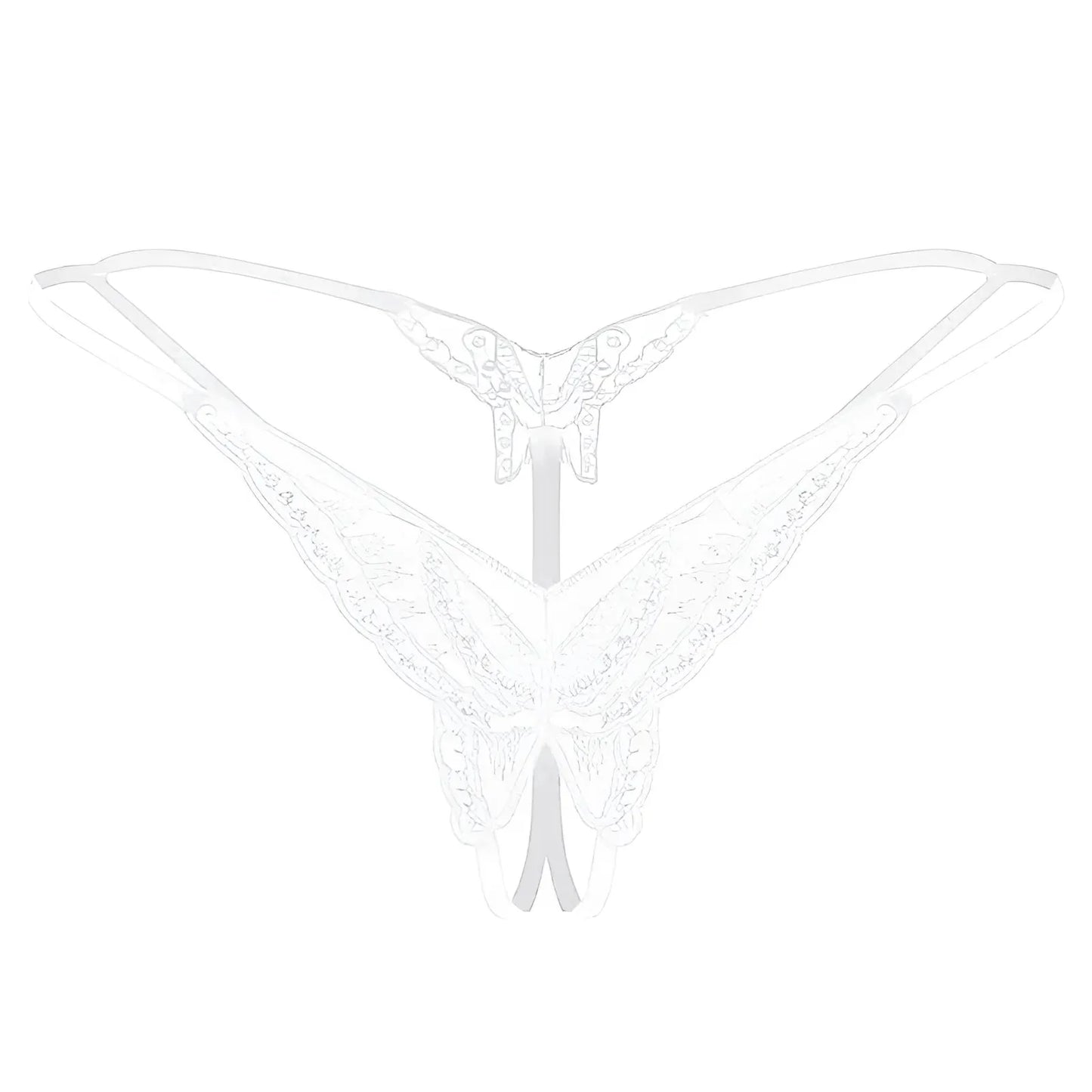 White Women's Thong with Decorative Butterfly