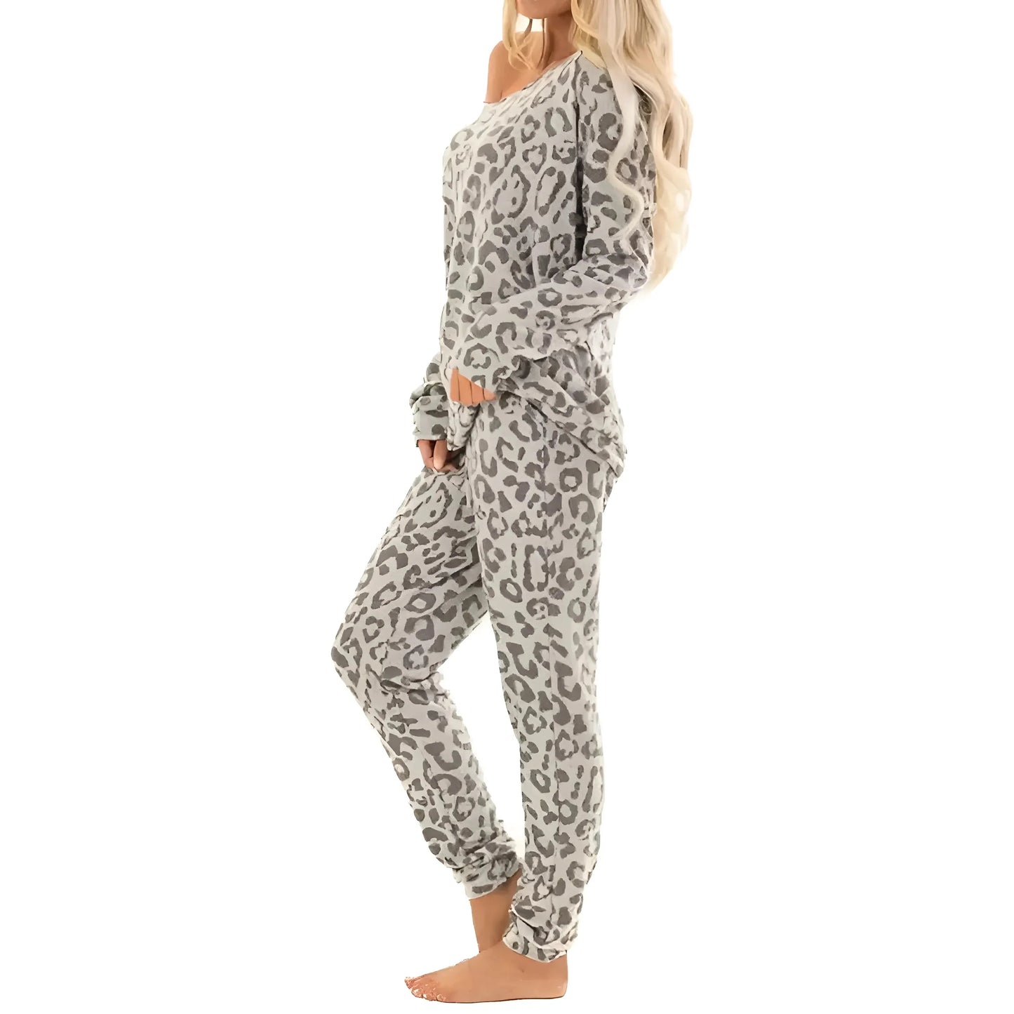 Women's Leopard Print Pyjamas with Long Trousers